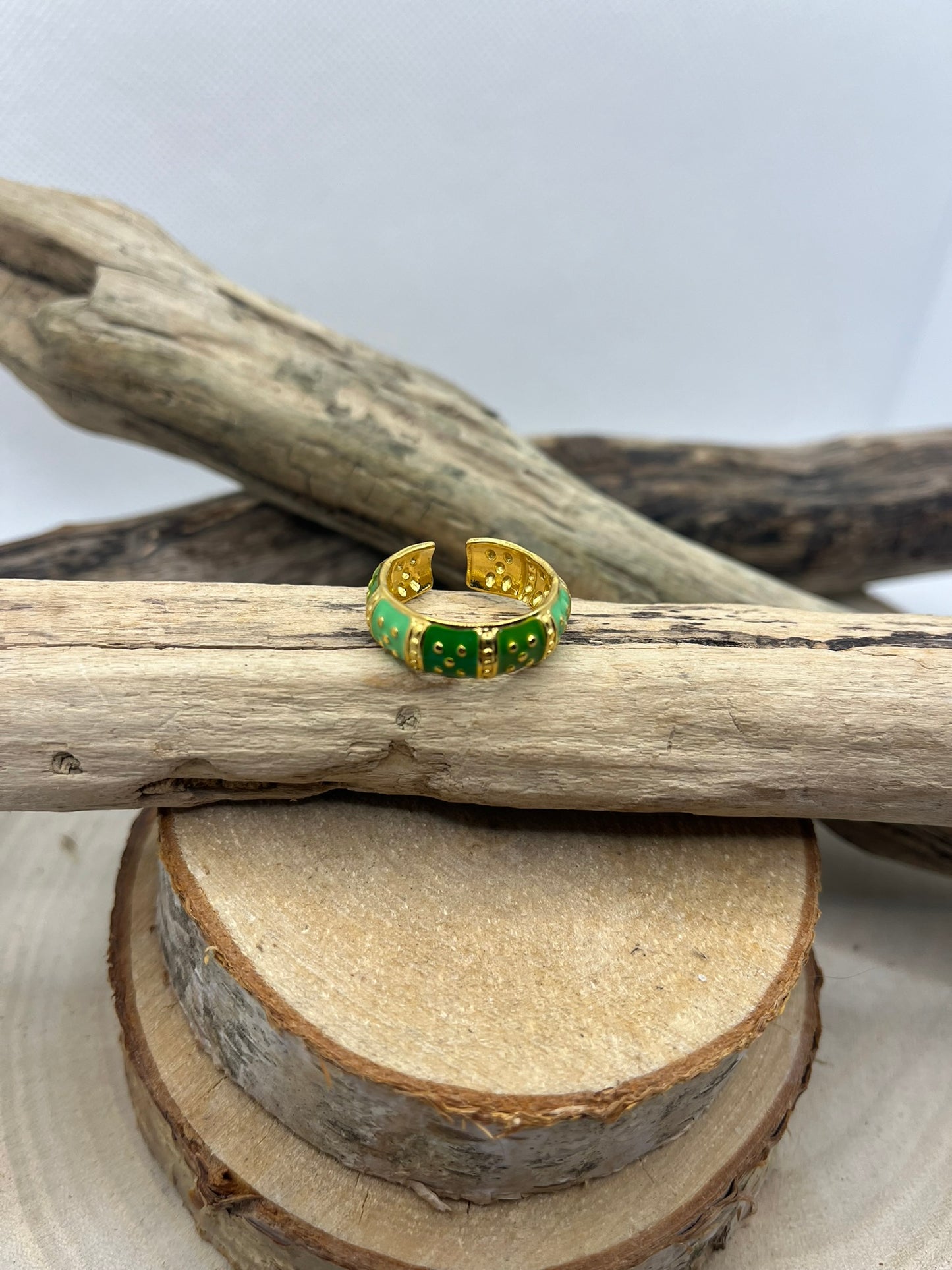 Bague en Acier inoxydable ajustable chic anneau vert - Doré, orange et Doré Vert