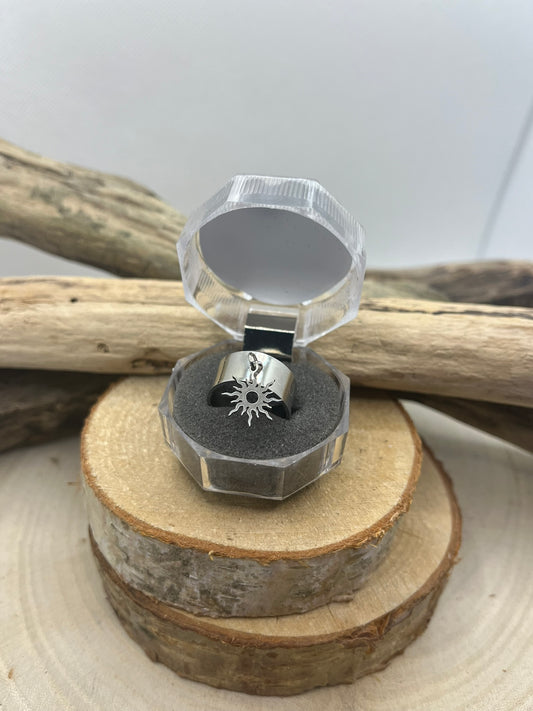 Bague en Acier inoxydable ajustable Mode pendentif Soleil - Argenté