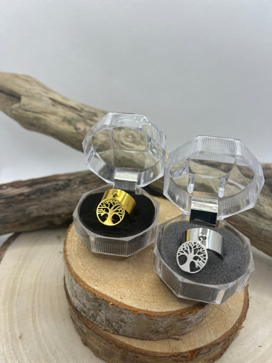 Bague en Acier inoxydable ajustable Mode et Chic Pendentif Arbre de Vie - Doré ou en Argenté