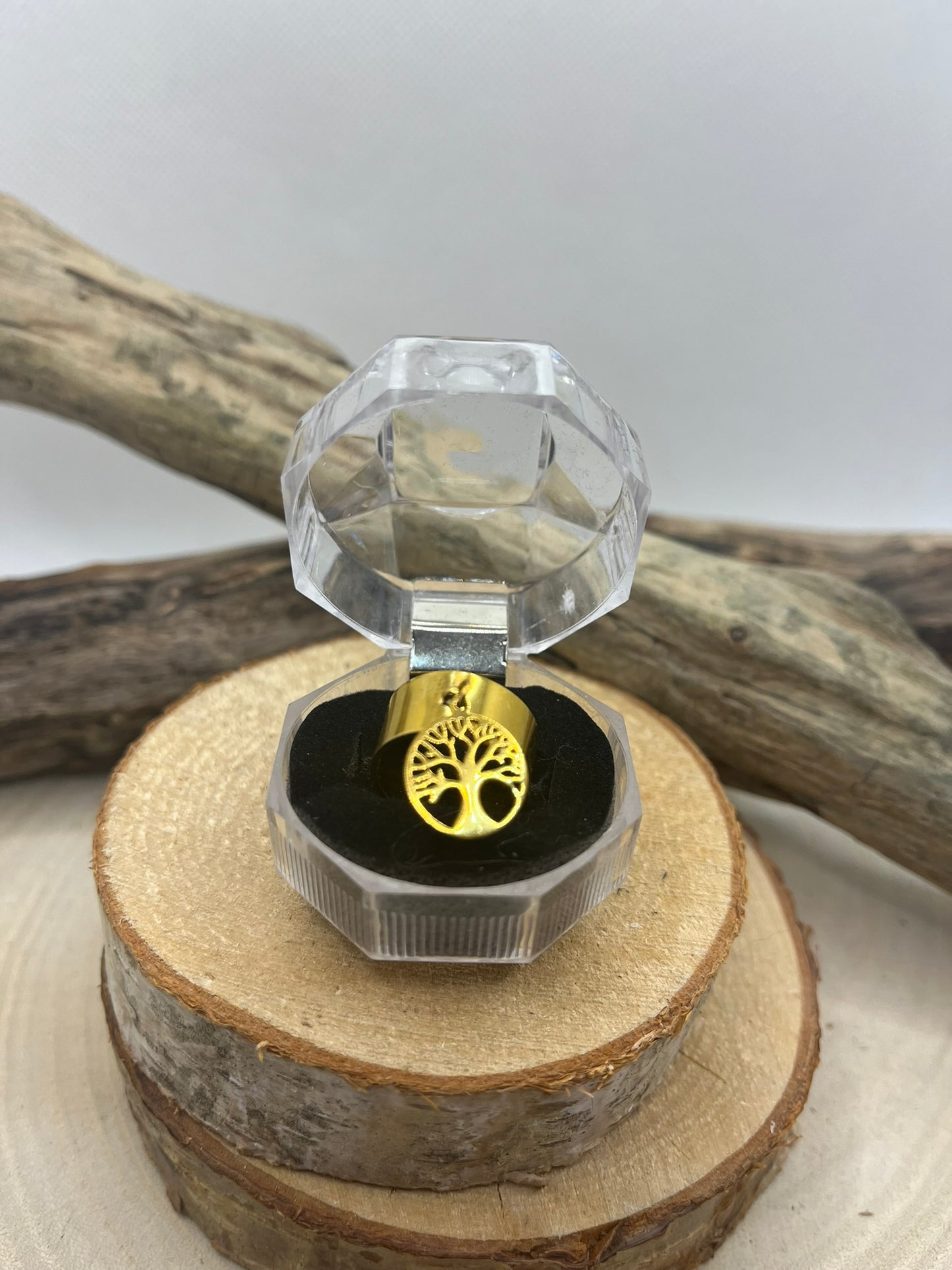 Bague en Acier inoxydable ajustable Mode et Chic Pendentif Arbre de Vie - Doré ou en Argenté
