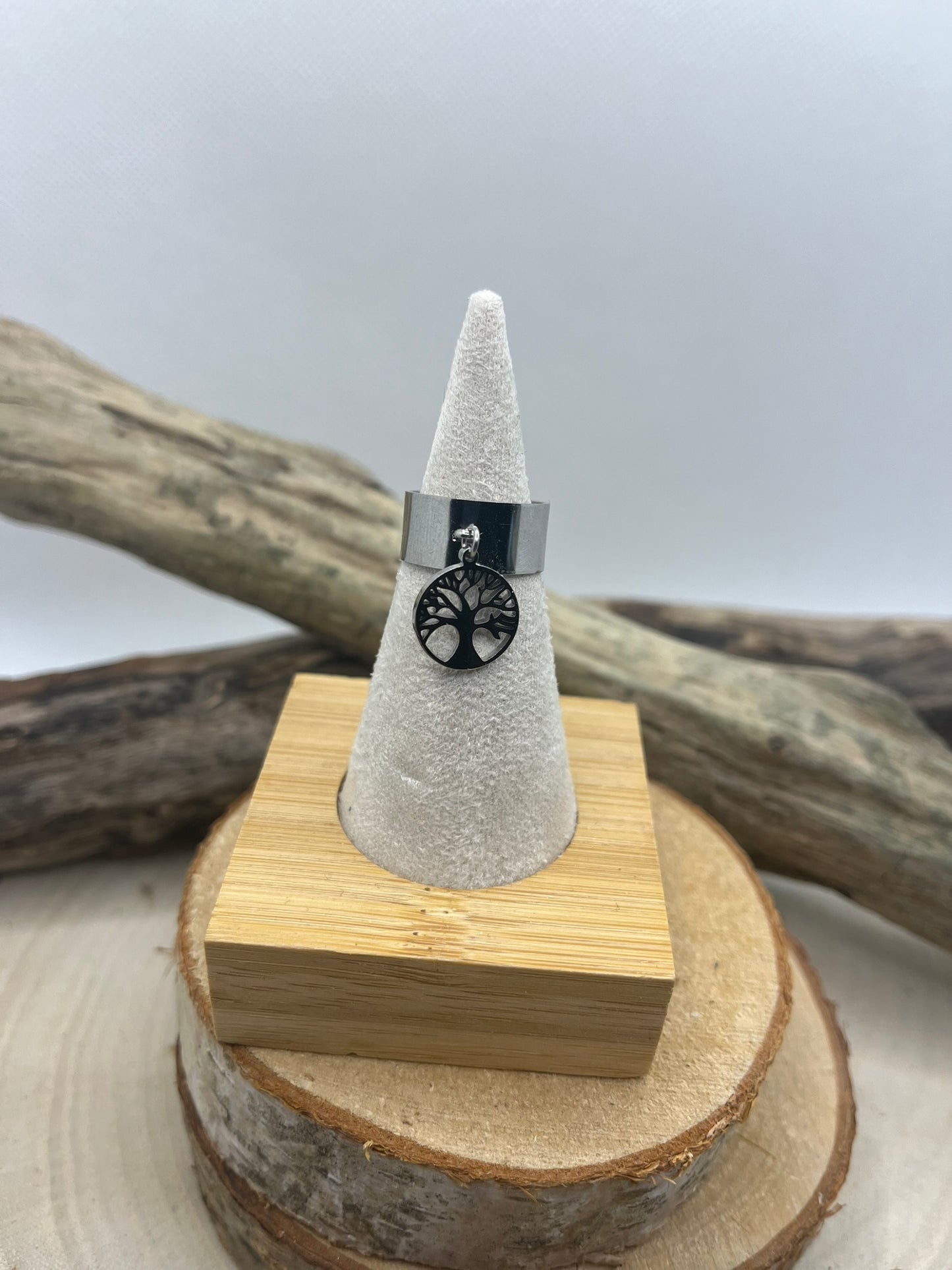 Bague en Acier inoxydable ajustable Mode et Chic Pendentif Arbre de Vie - Doré ou en Argenté