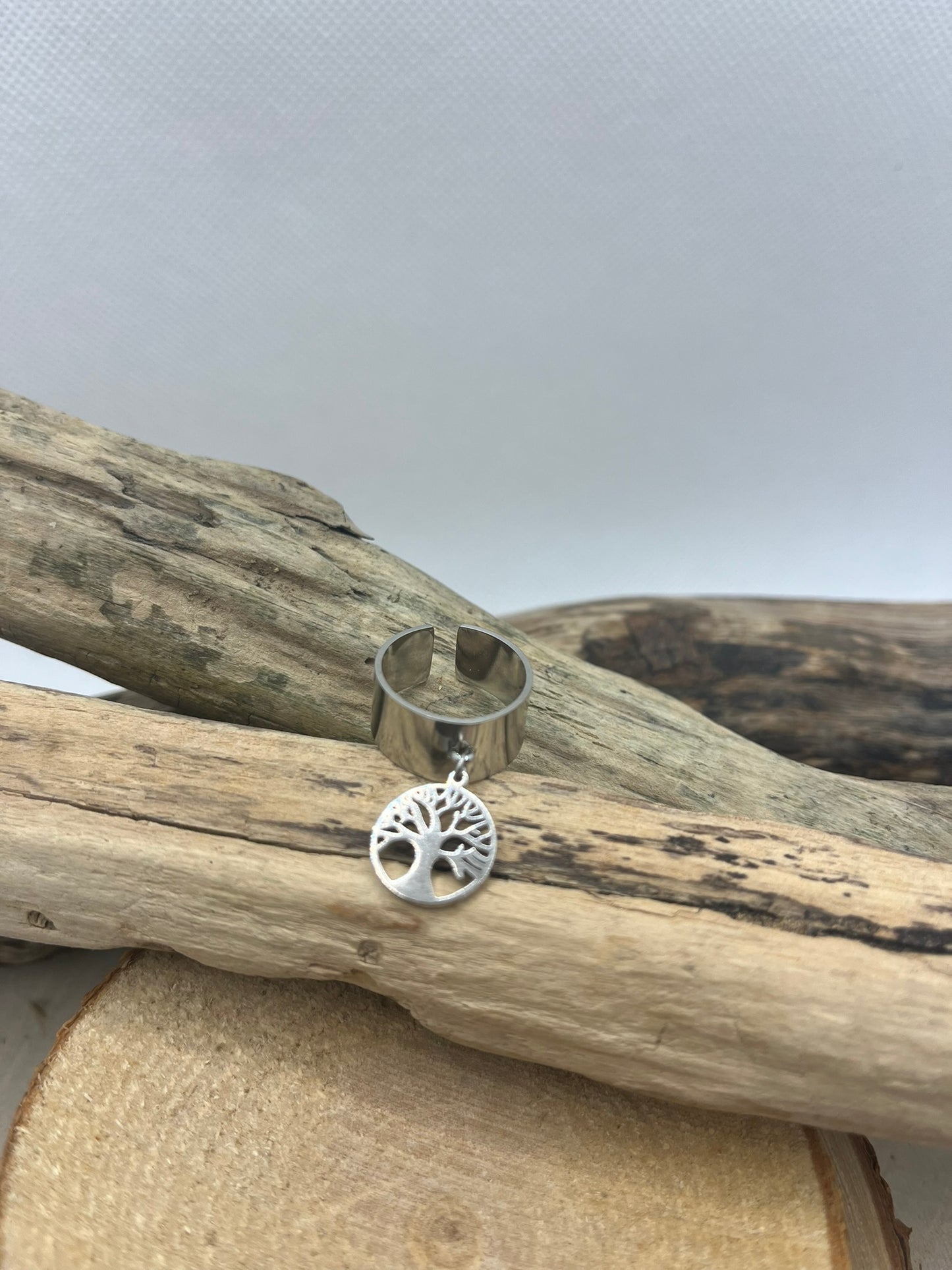 Bague en Acier inoxydable ajustable Mode et Chic Pendentif Arbre de Vie - Doré ou en Argenté