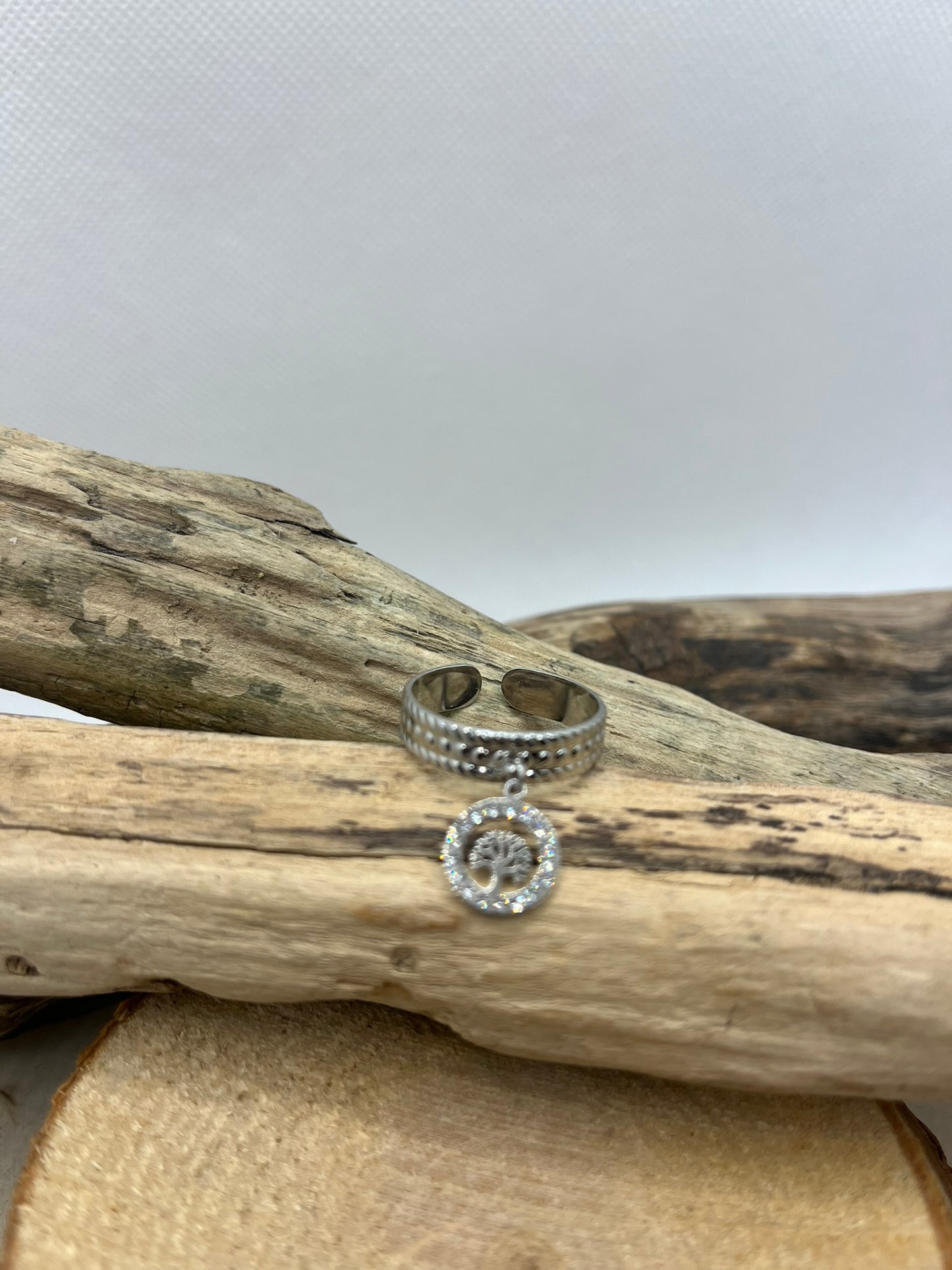 Bague en Acier inoxydable ajustable mode Pendentif Arbre de vie orné de strass - Doré ou en Argenté