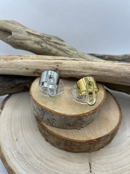 Bague en acier inoxydable tendance de couleur Or et de Couleur Argent ajustable à la mode