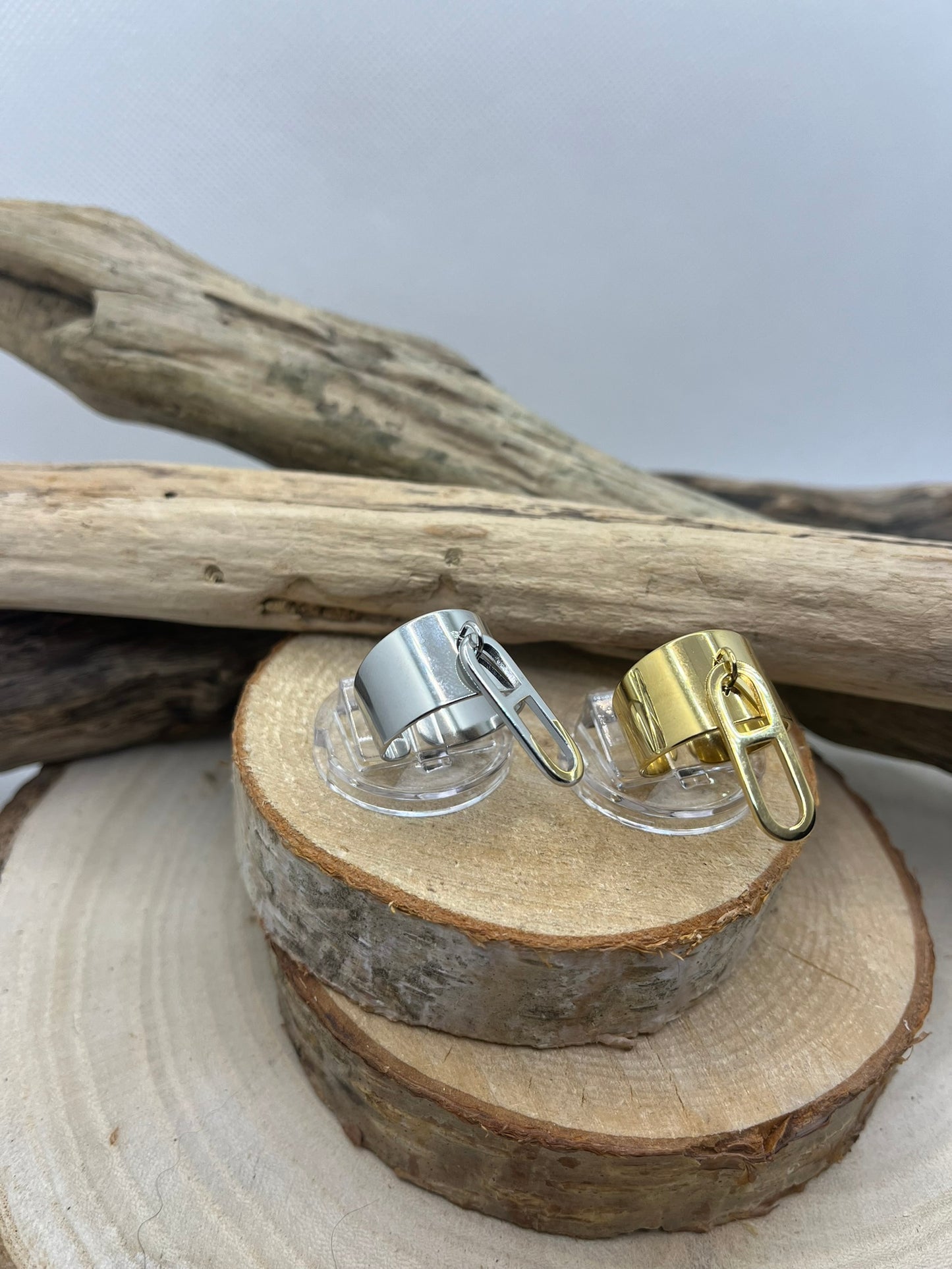 Bague en acier inoxydable tendance de couleur Or et de Couleur Argent ajustable à la mode