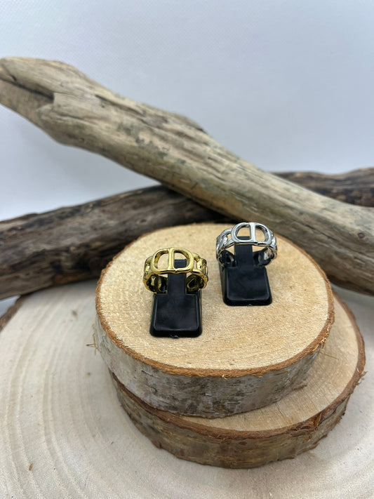 Bague en acier inoxydable tendance de couleur Doré et de Couleur Argenté ajustable à la mode