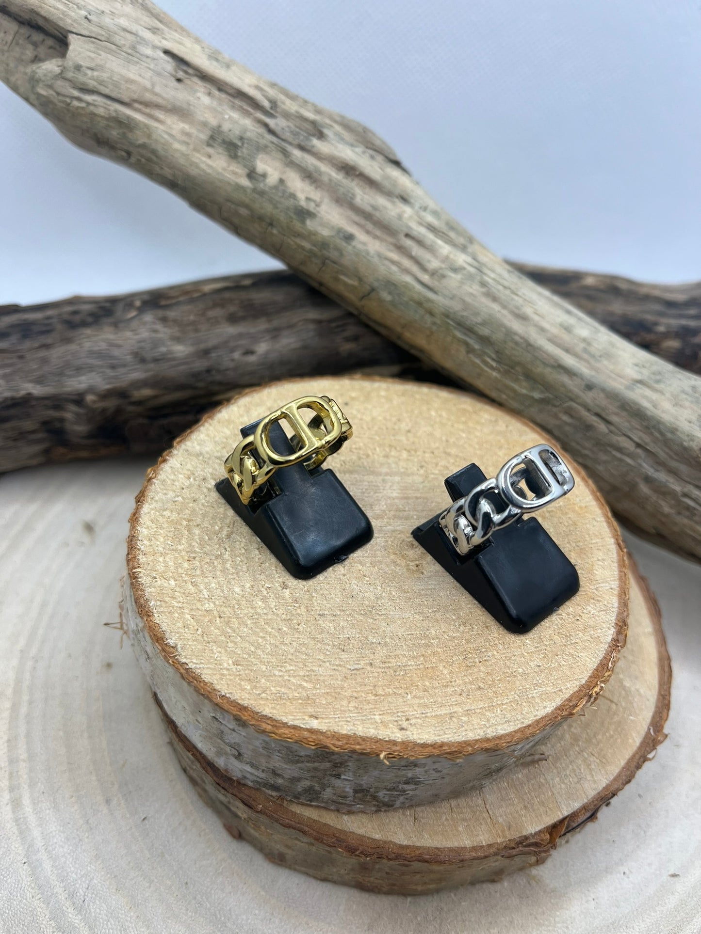 Bague en acier inoxydable tendance de couleur Doré et de Couleur Argenté ajustable à la mode