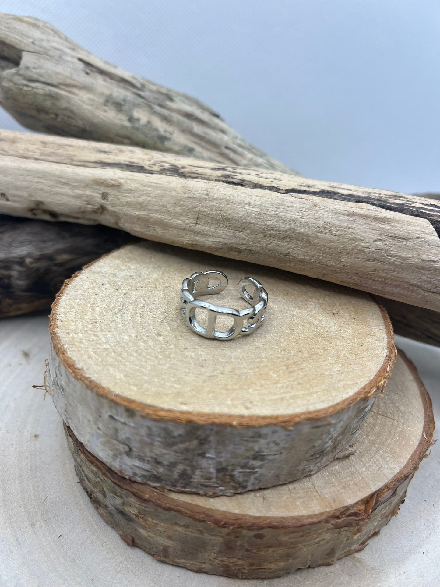 Bague en acier inoxydable tendance de couleur Doré et de Couleur Argenté ajustable à la mode