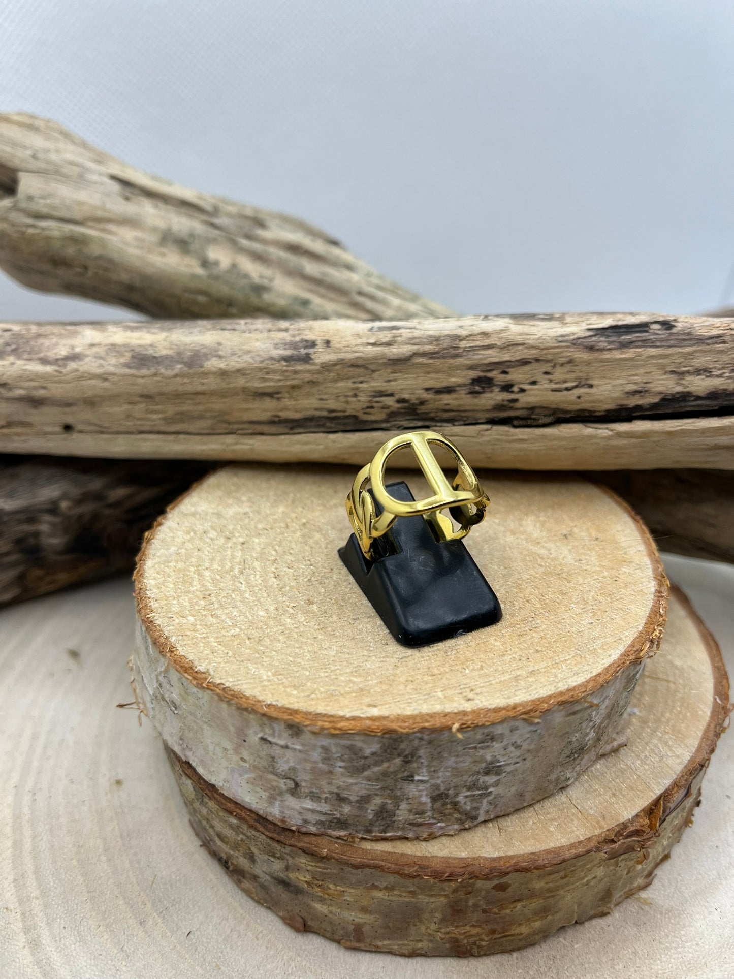 Bague en acier inoxydable tendance Doré ou Couleur Argenté ajustable à la mode