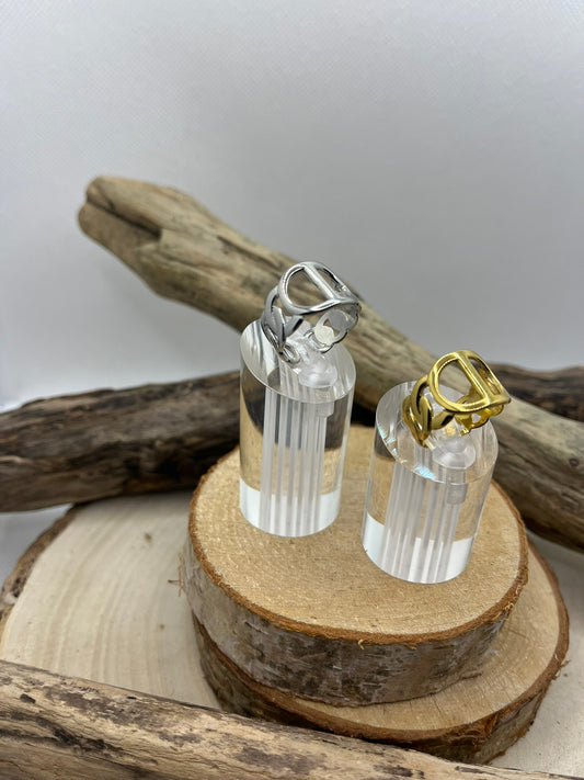 Bague en acier inoxydable tendance Doré ou Couleur Argenté ajustable à la mode