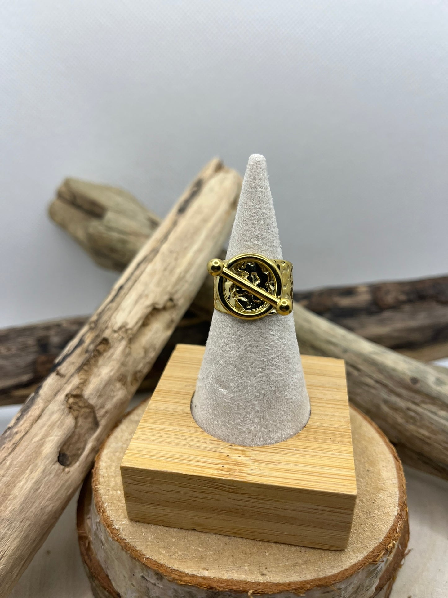 Bague en acier inoxydable tendance de couleur Argenté ajustable à la mode