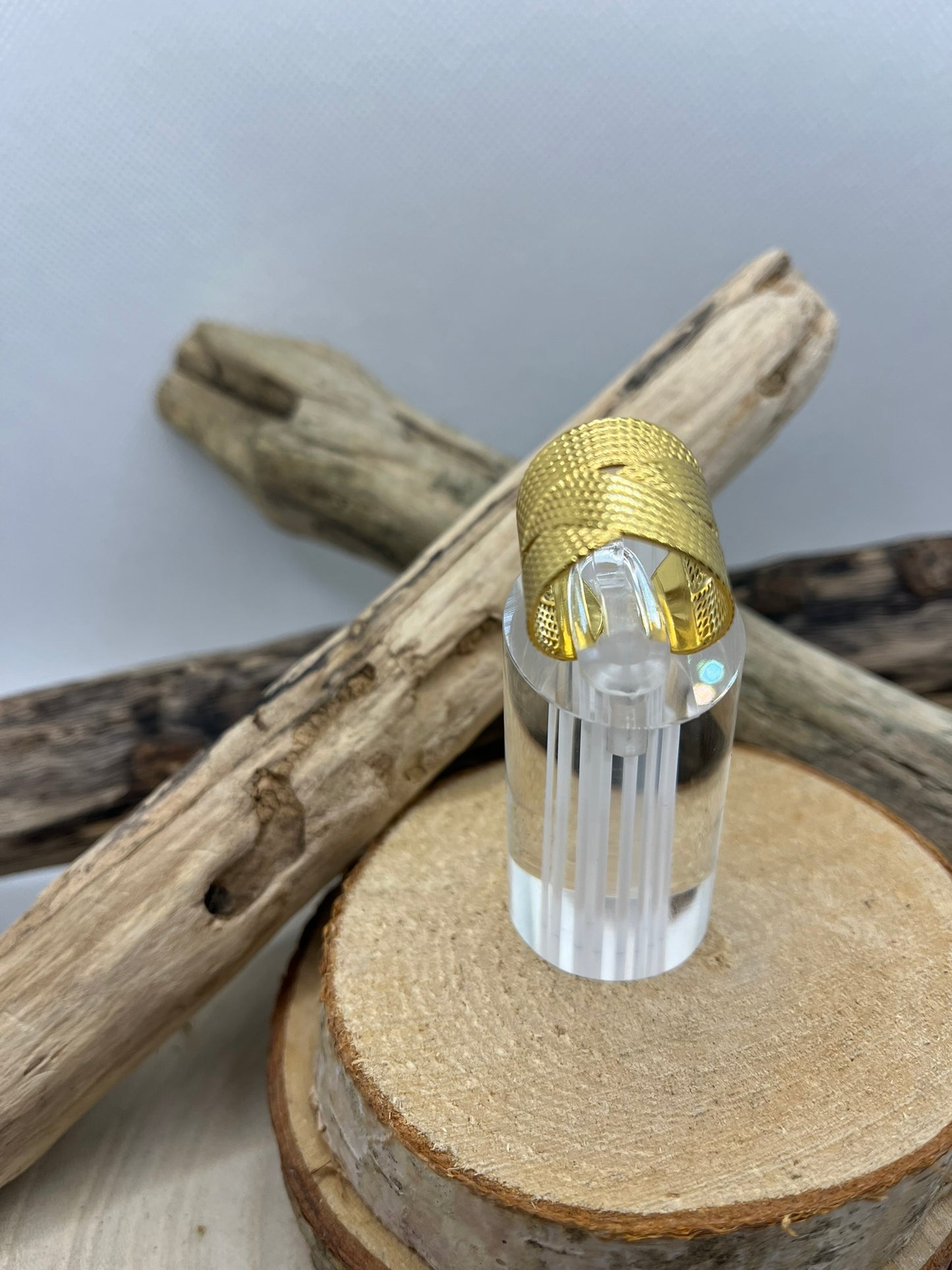 Bague en acier inoxydable tendance couleur Doré ajustable à la mode