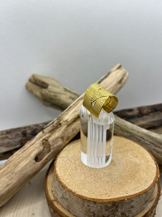 Bague en acier inoxydable tendance couleur Doré ajustable à la mode