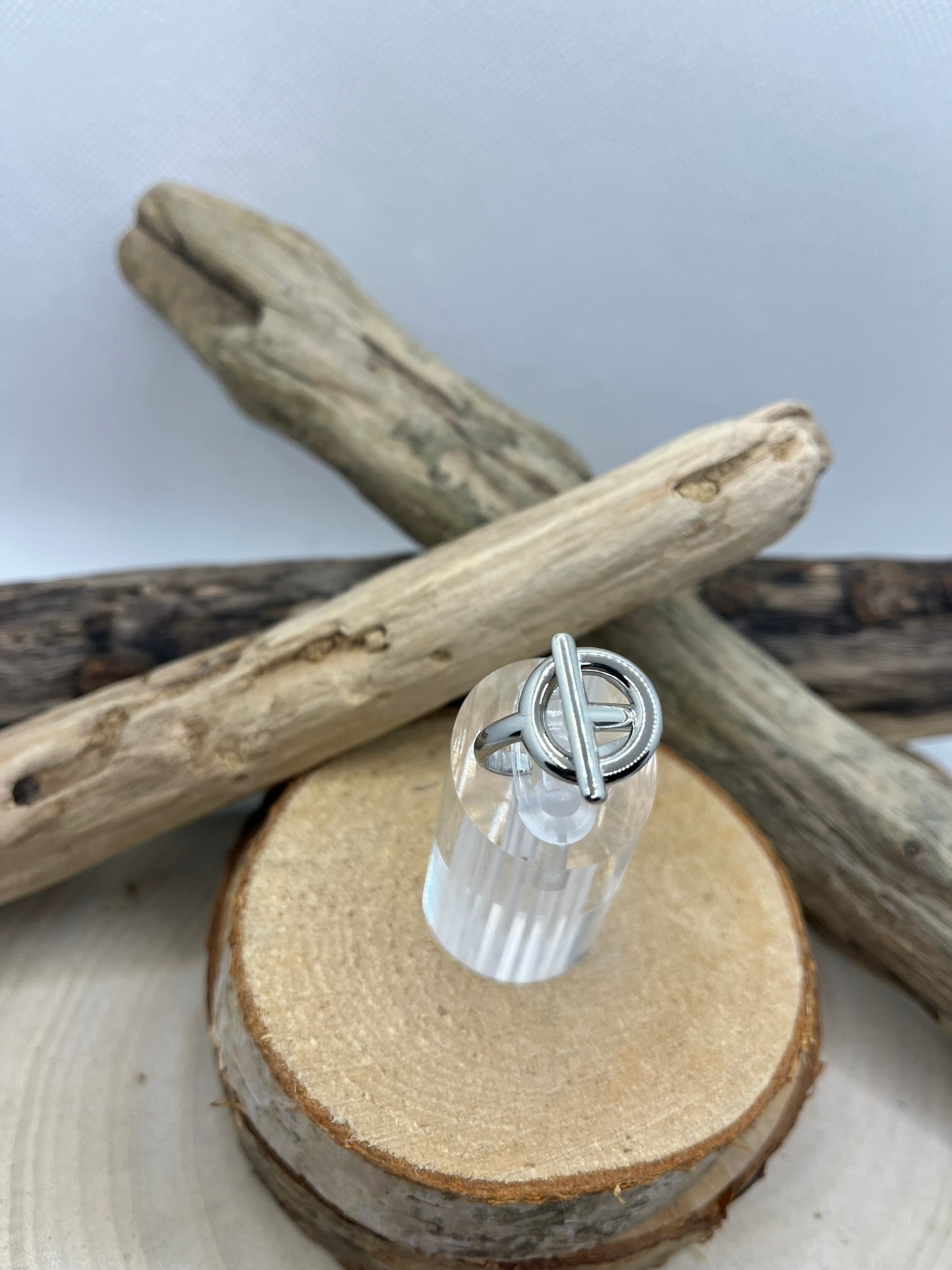Bague en acier inoxydable tendance couleur Argenté ajustable à la mode