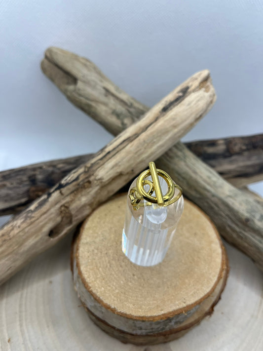Bague en acier inoxydable tendance de couleur Doré ajustable à la mode