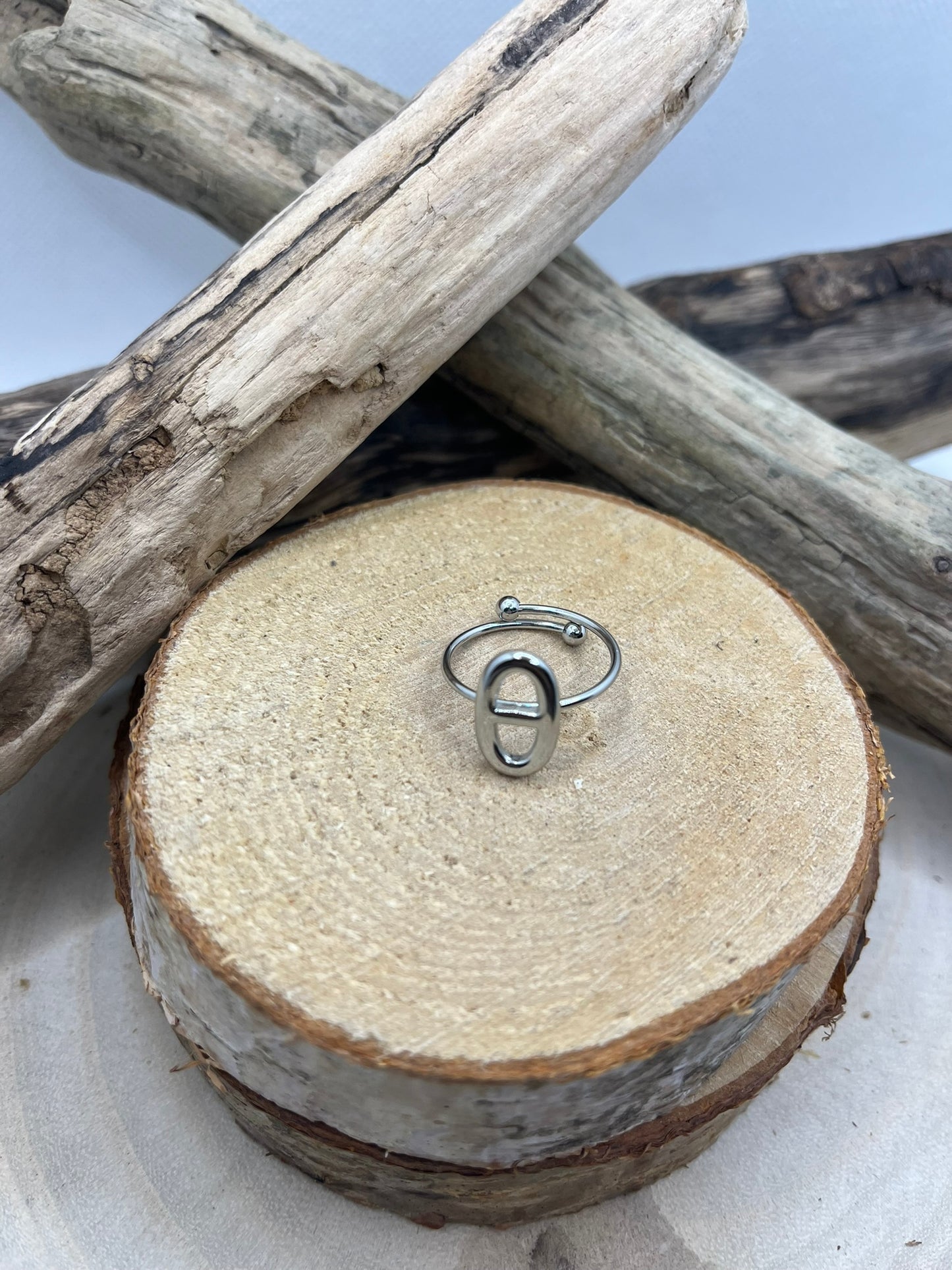 Bague en acier inoxydable tendance couleur Argent ajustable à la mode