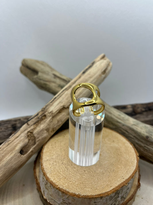 Bague en acier inoxydable tendance couleur Doré ajustable à la mode