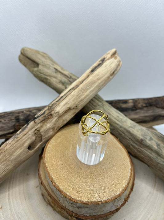 Bague en acier inoxydable tendance couleur doré ajustable à la mode