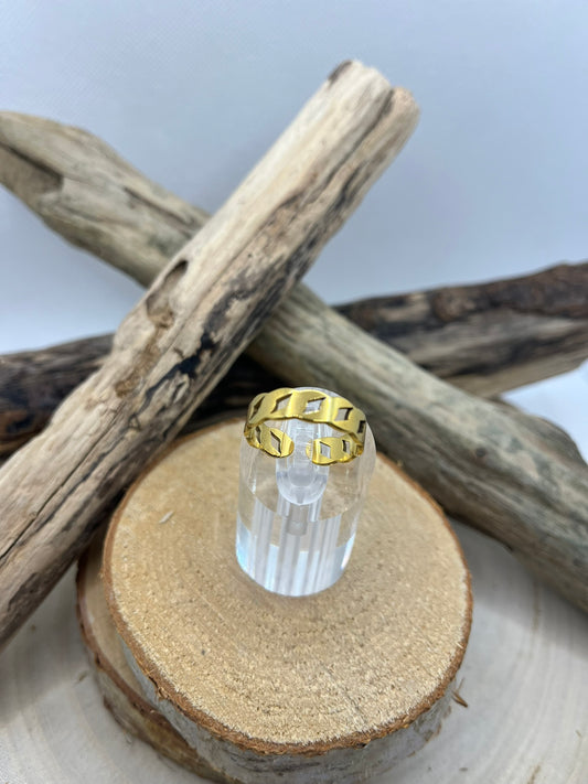 Bague en acier inoxydable tendance couleur doré ajustable à la mode