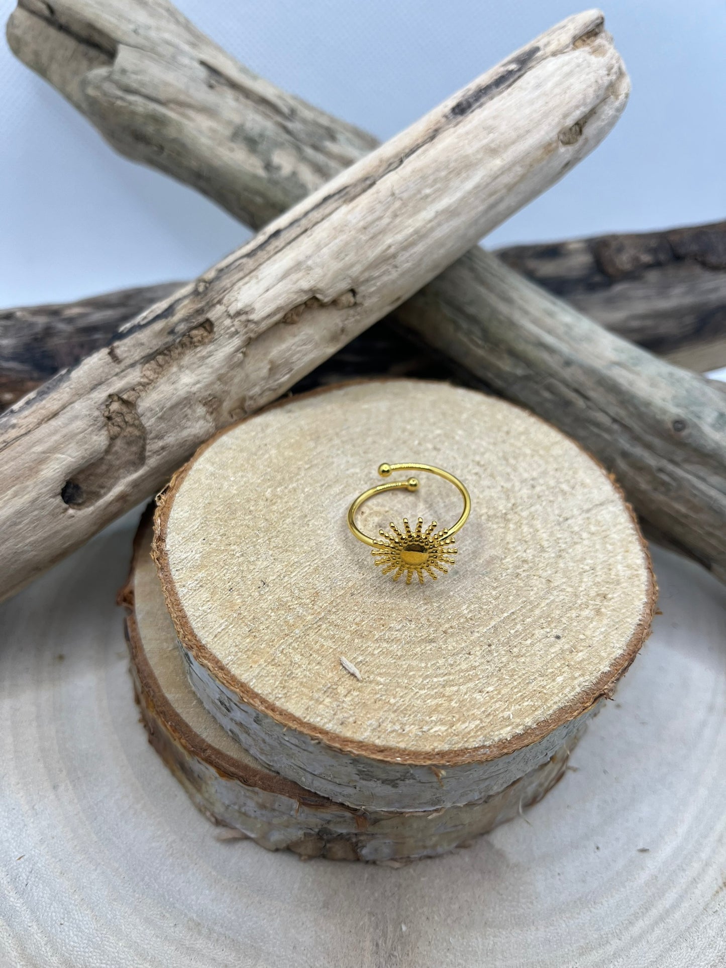 Bague en acier inoxydable tendance couleur doré ajustable à la mode
