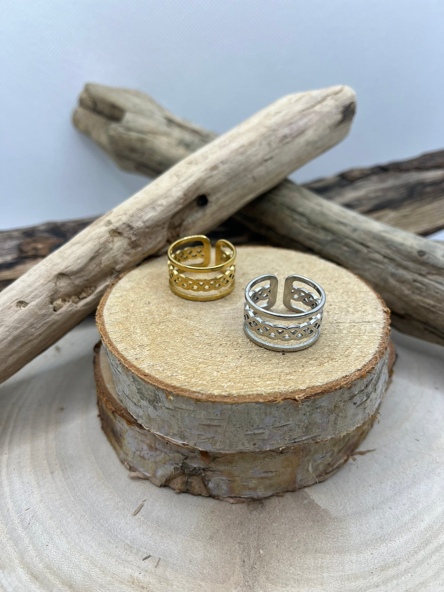 Bague en acier inoxydable prix raisonnable tendance couleur Doré ou en Argenté ajustable à la mode