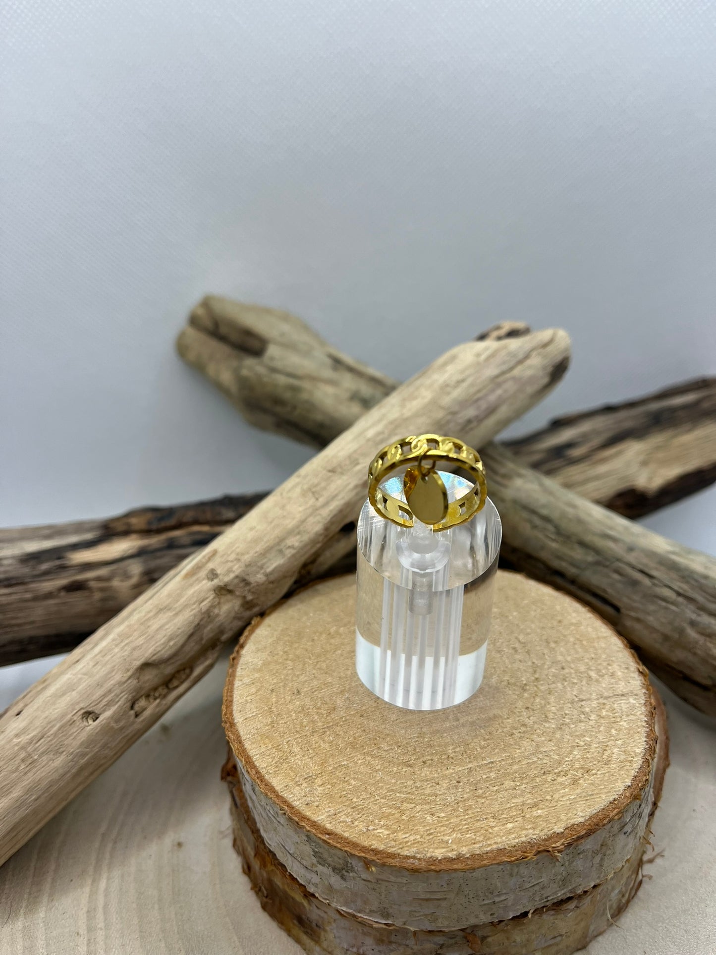 Bague acier inoxydable doré breloque gold Acier inoxydable et ajustable
