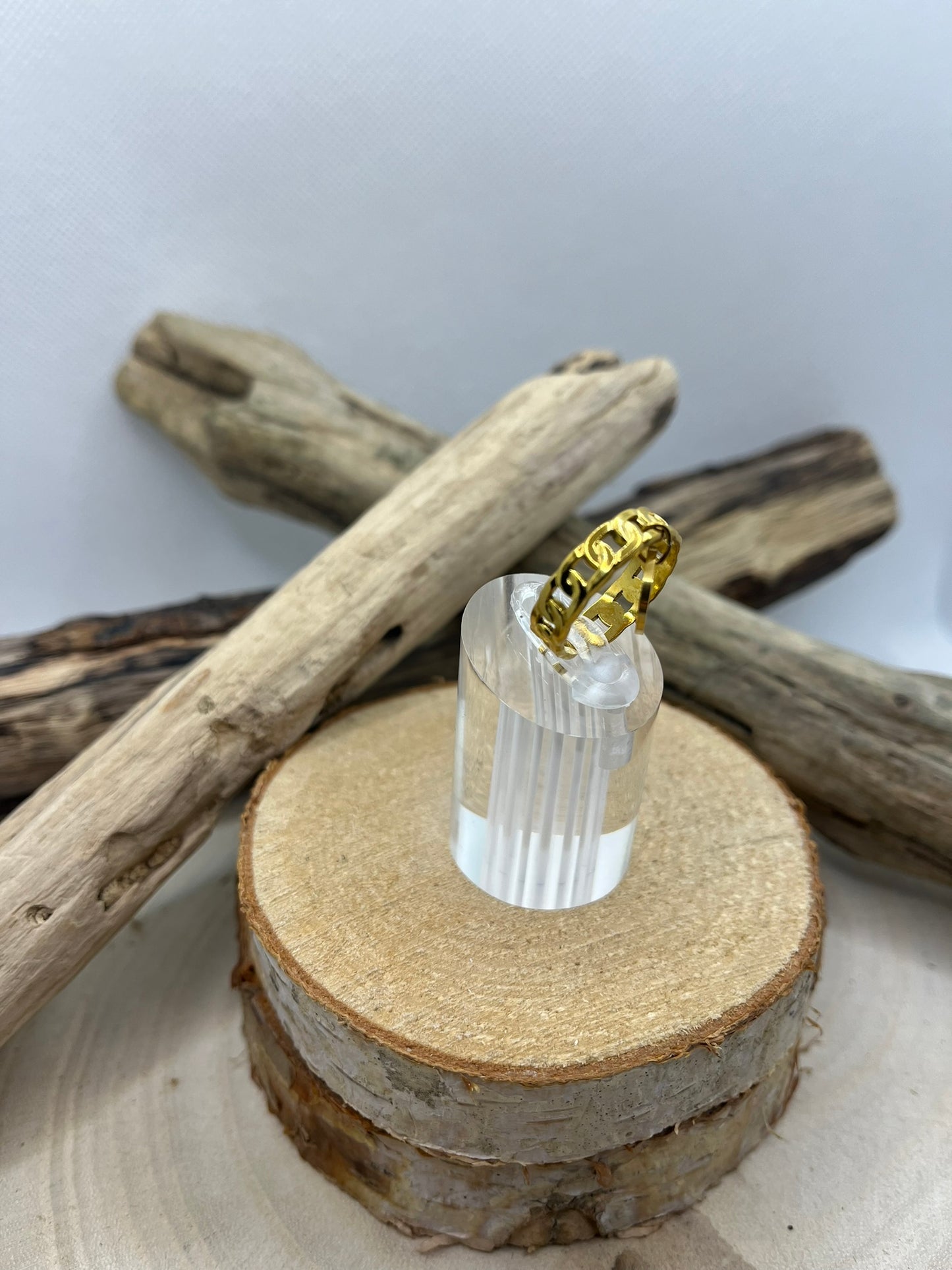 Bague acier inoxydable doré breloque gold Acier inoxydable et ajustable