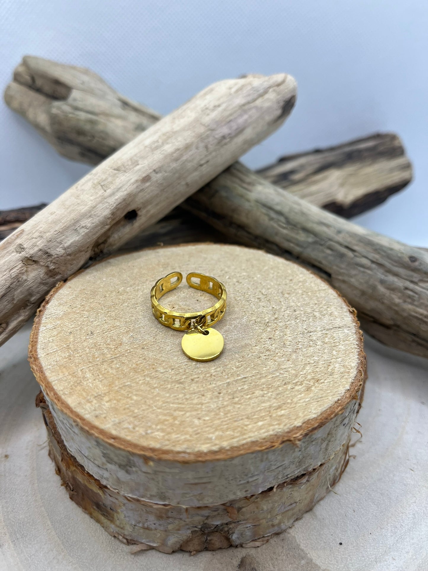 Bague acier inoxydable doré breloque gold Acier inoxydable et ajustable