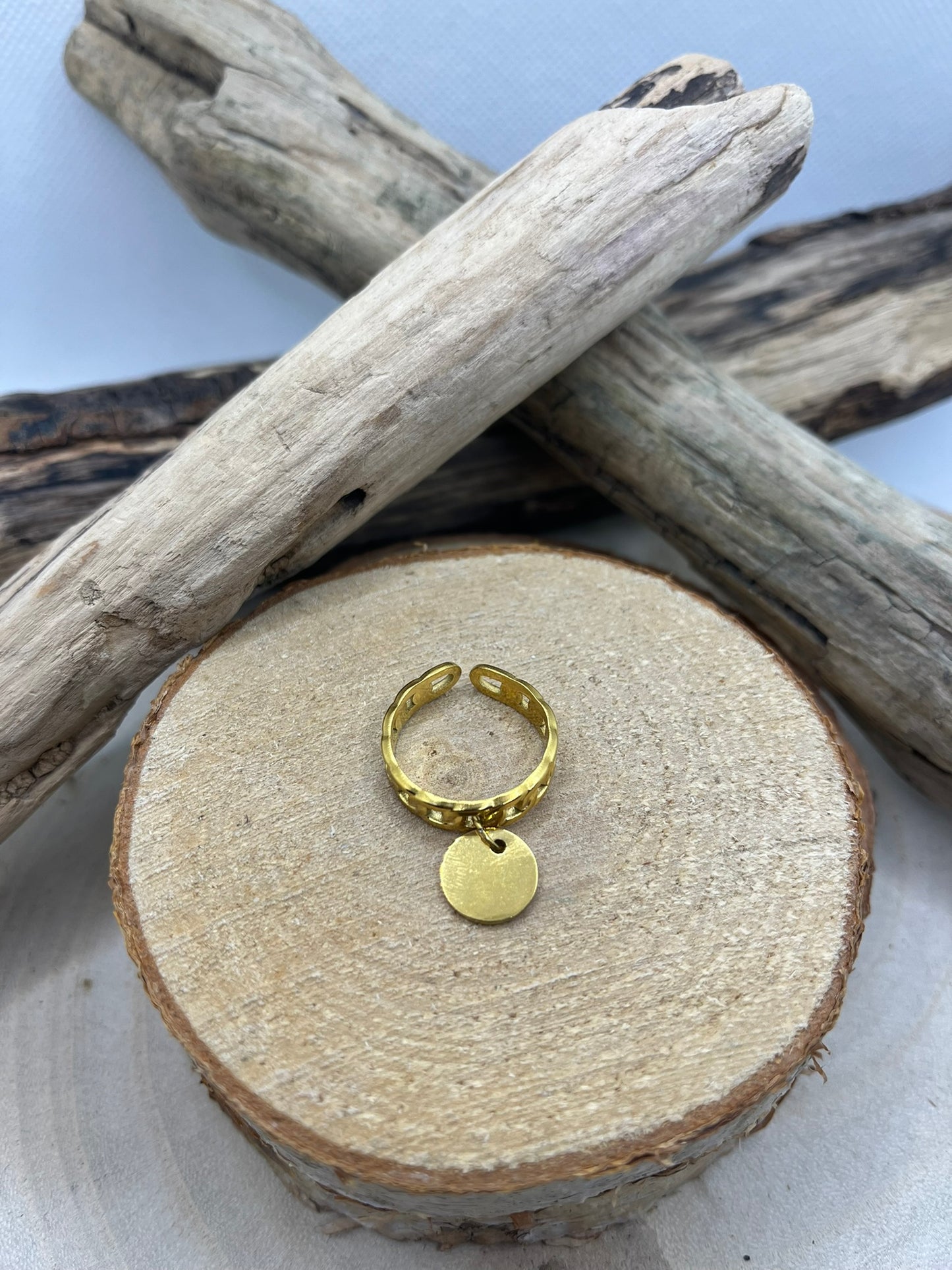 Bague acier inoxydable doré breloque gold Acier inoxydable et ajustable