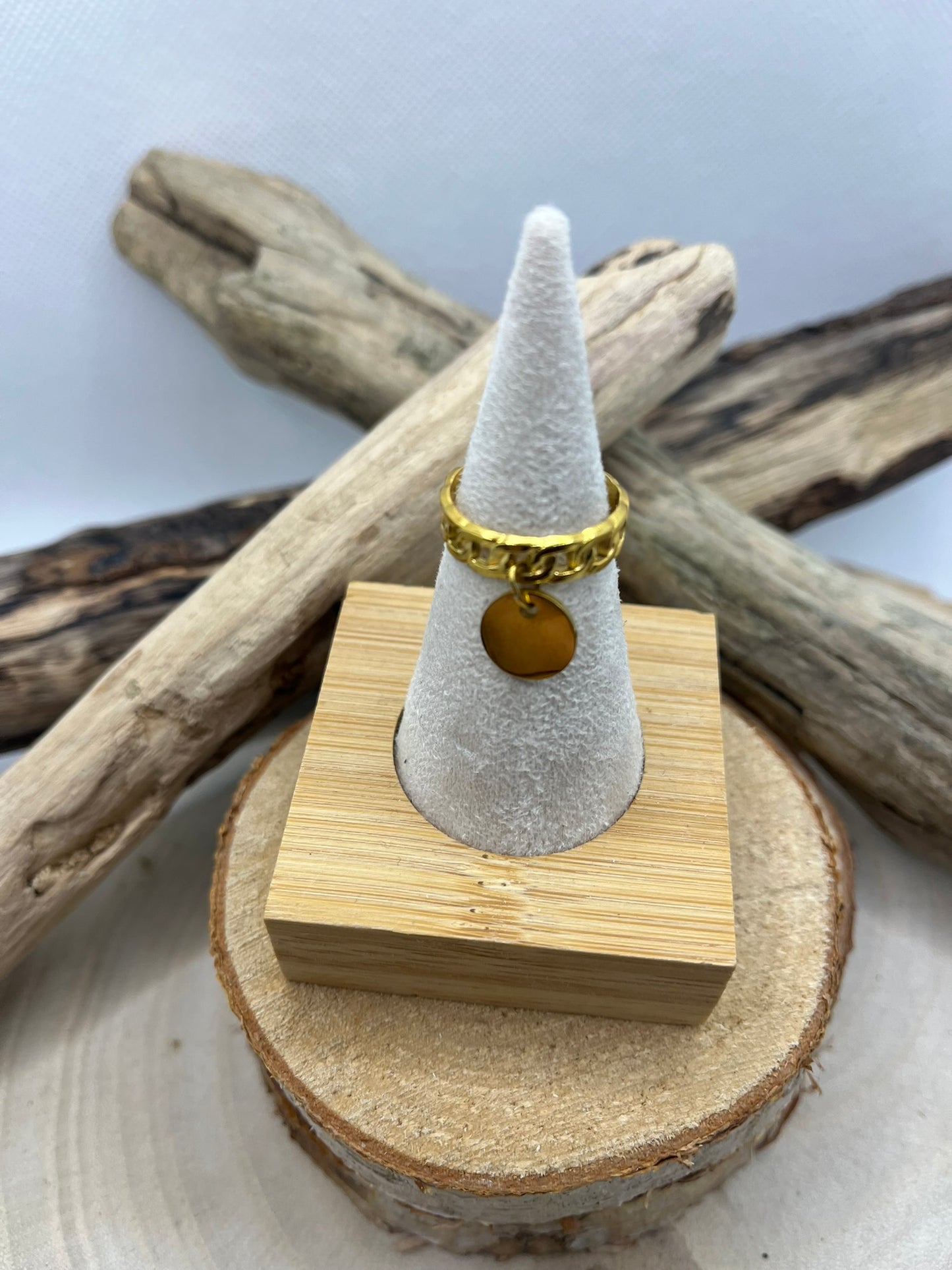 Bague acier inoxydable doré breloque gold Acier inoxydable et ajustable