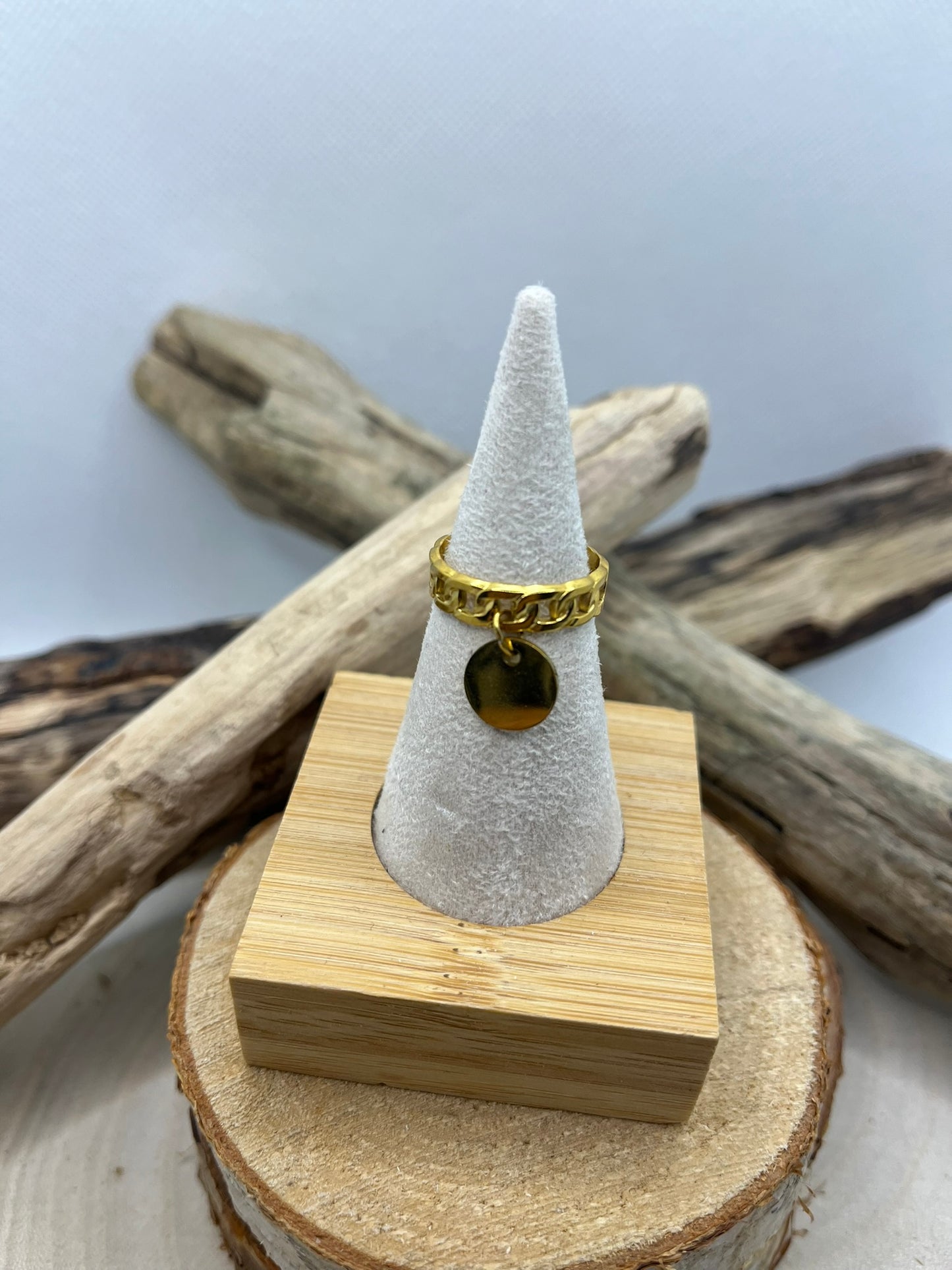 Bague acier inoxydable doré breloque gold Acier inoxydable et ajustable
