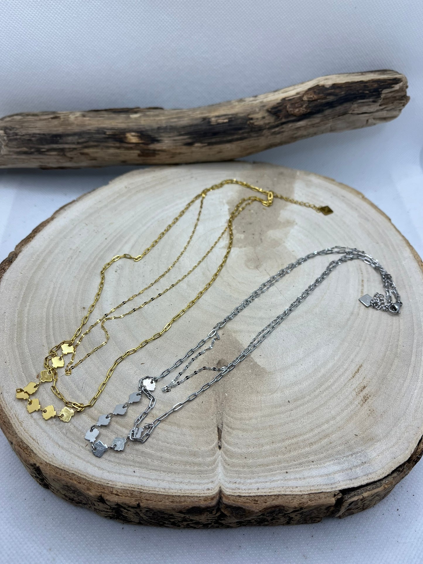 Collier Femme Chic sur 2 chaines - Acier Inoxydable - Doré ou en Argenté