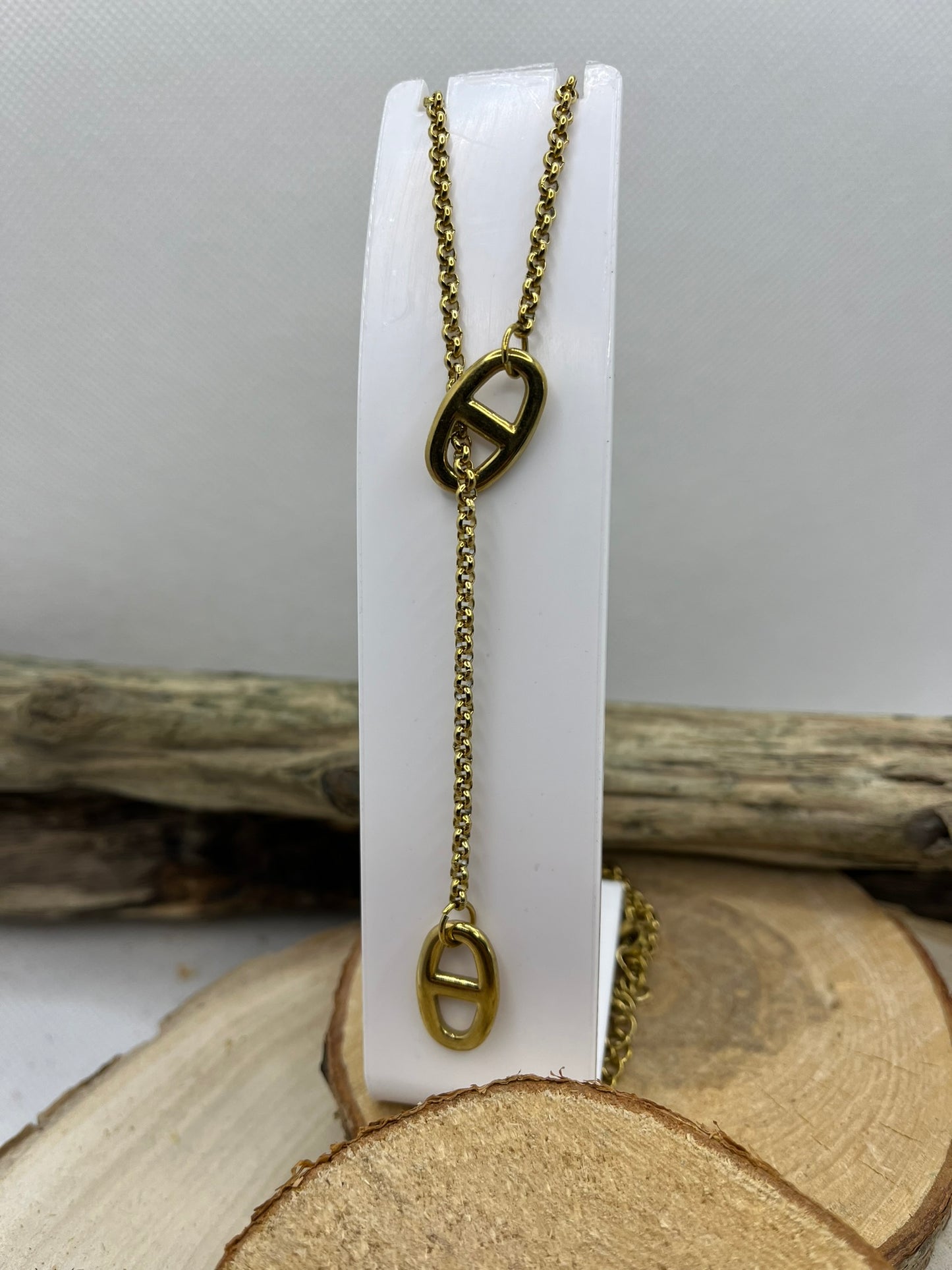 Collier Chaine fine Chic - Pendentif style agrafe - Acier Inoxydable dorée ou de couleur Argent