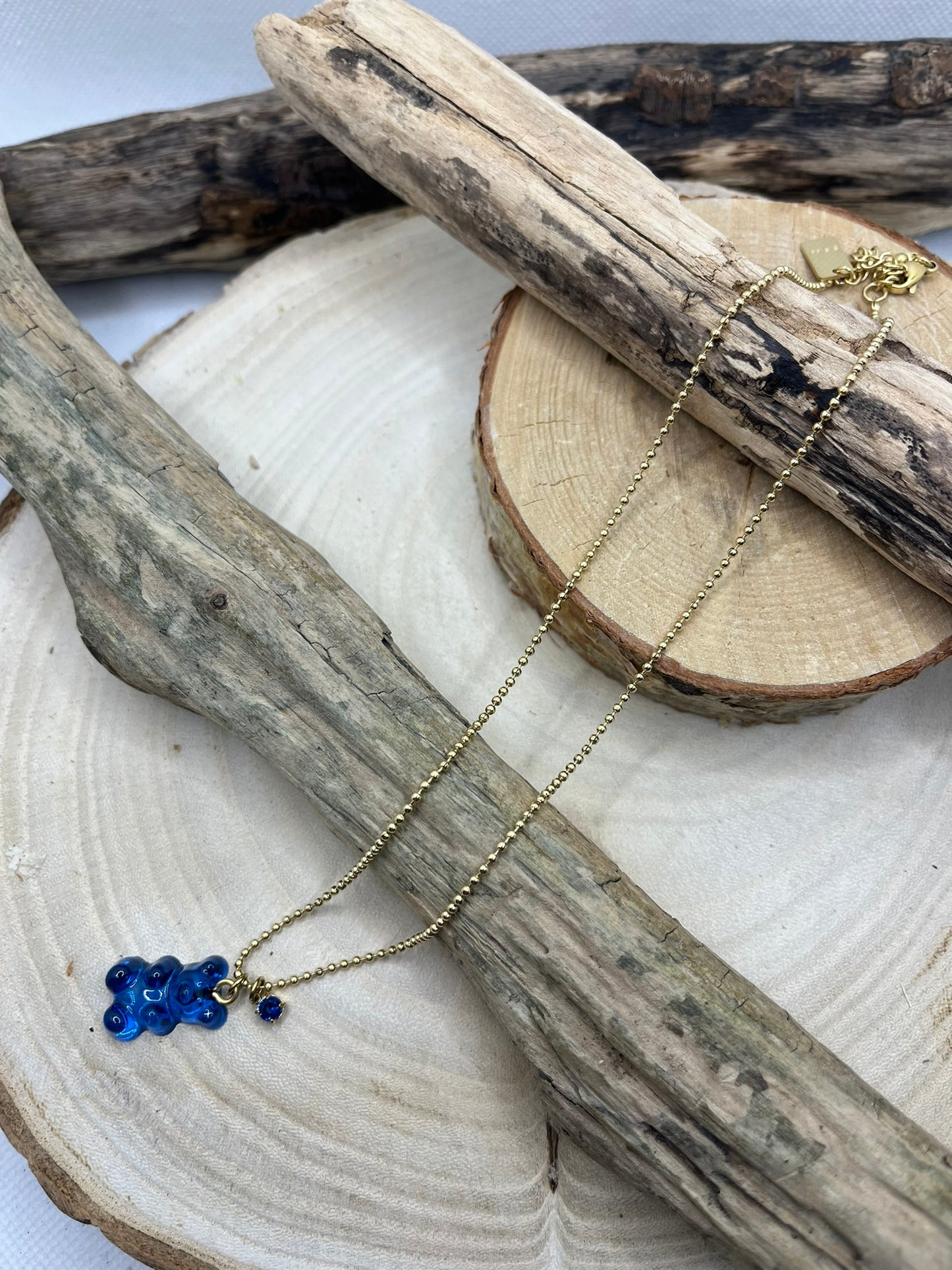 Collier Chaîne fine Avec son Pendentif Nounours Bleu