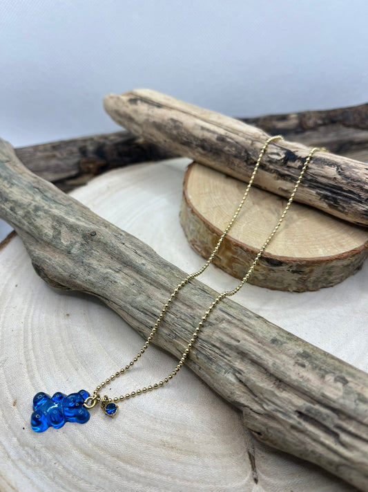 Collier Chaîne fine Avec son Pendentif Nounours Bleu