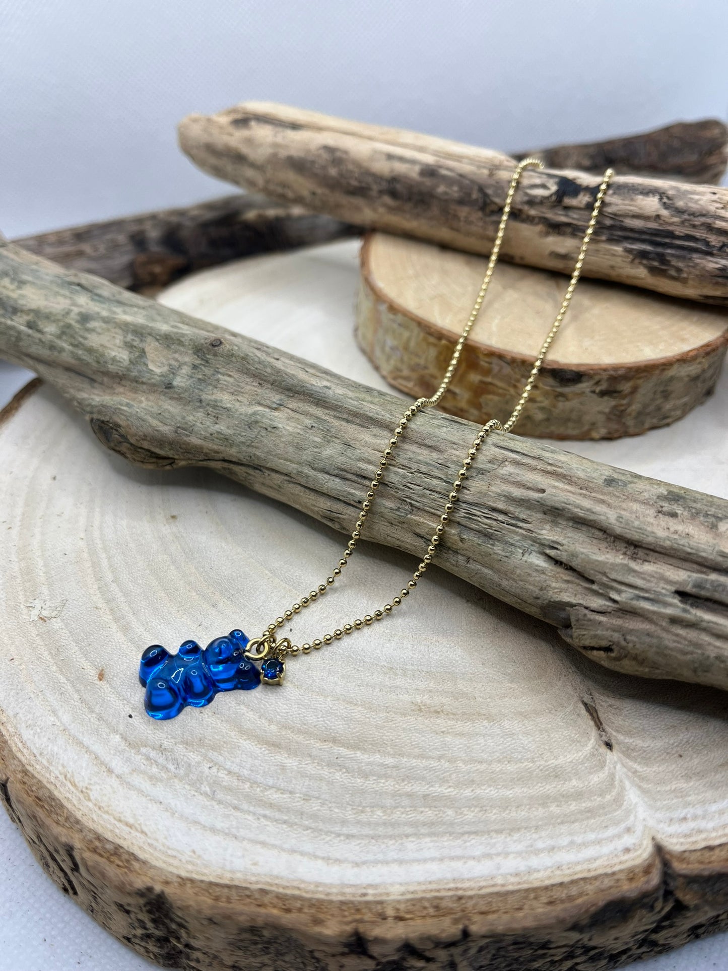 Collier Chaîne fine Avec son Pendentif Nounours Bleu