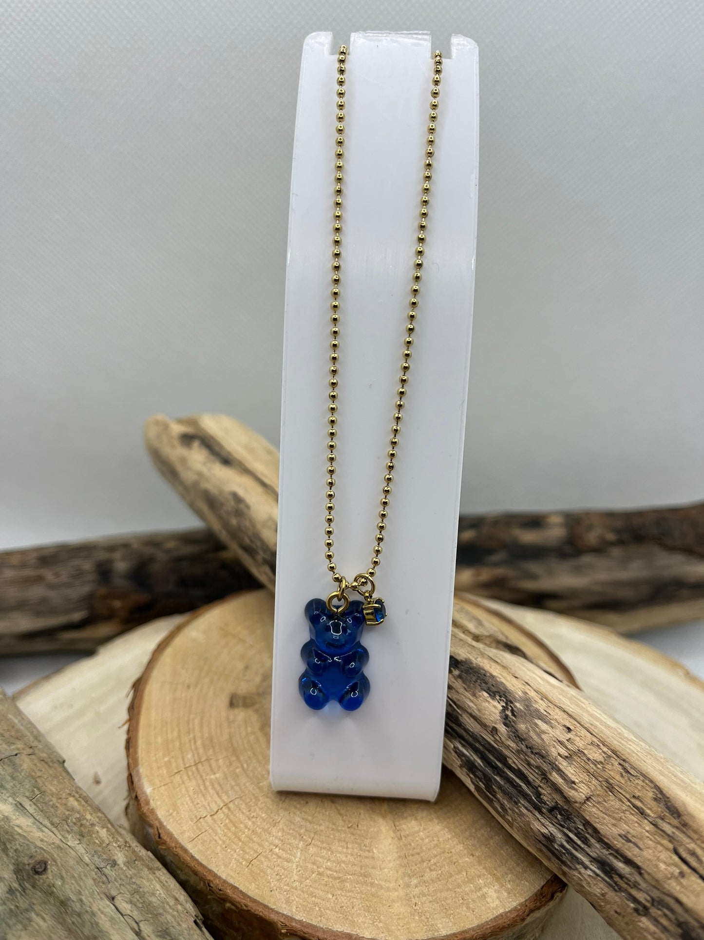 Collier Chaîne fine Avec son Pendentif Nounours Bleu