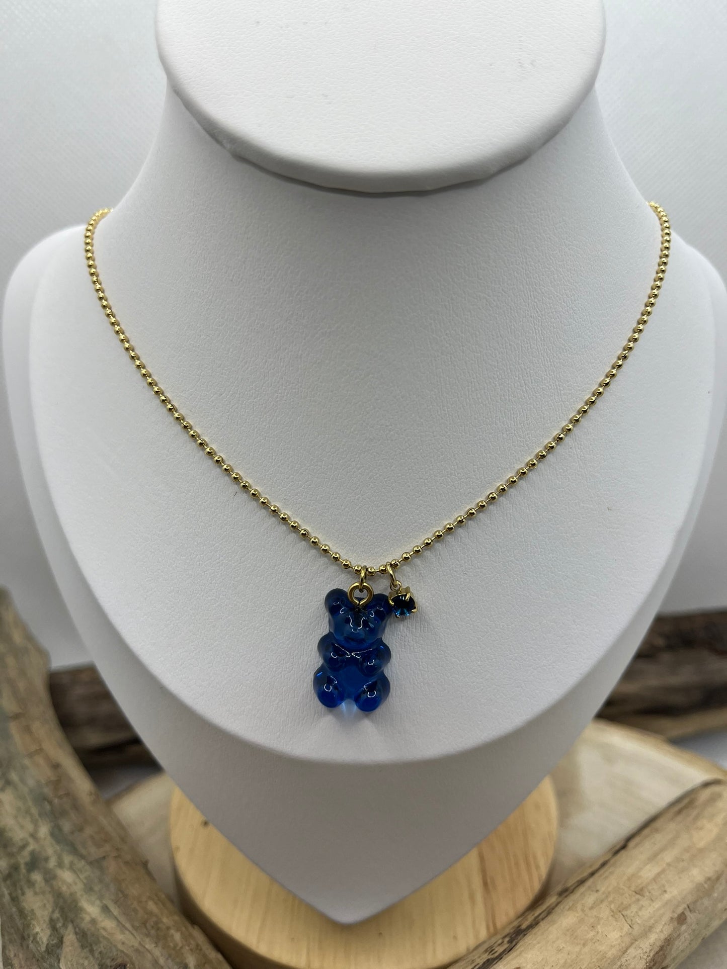 Collier Chaîne fine Avec son Pendentif Nounours Bleu