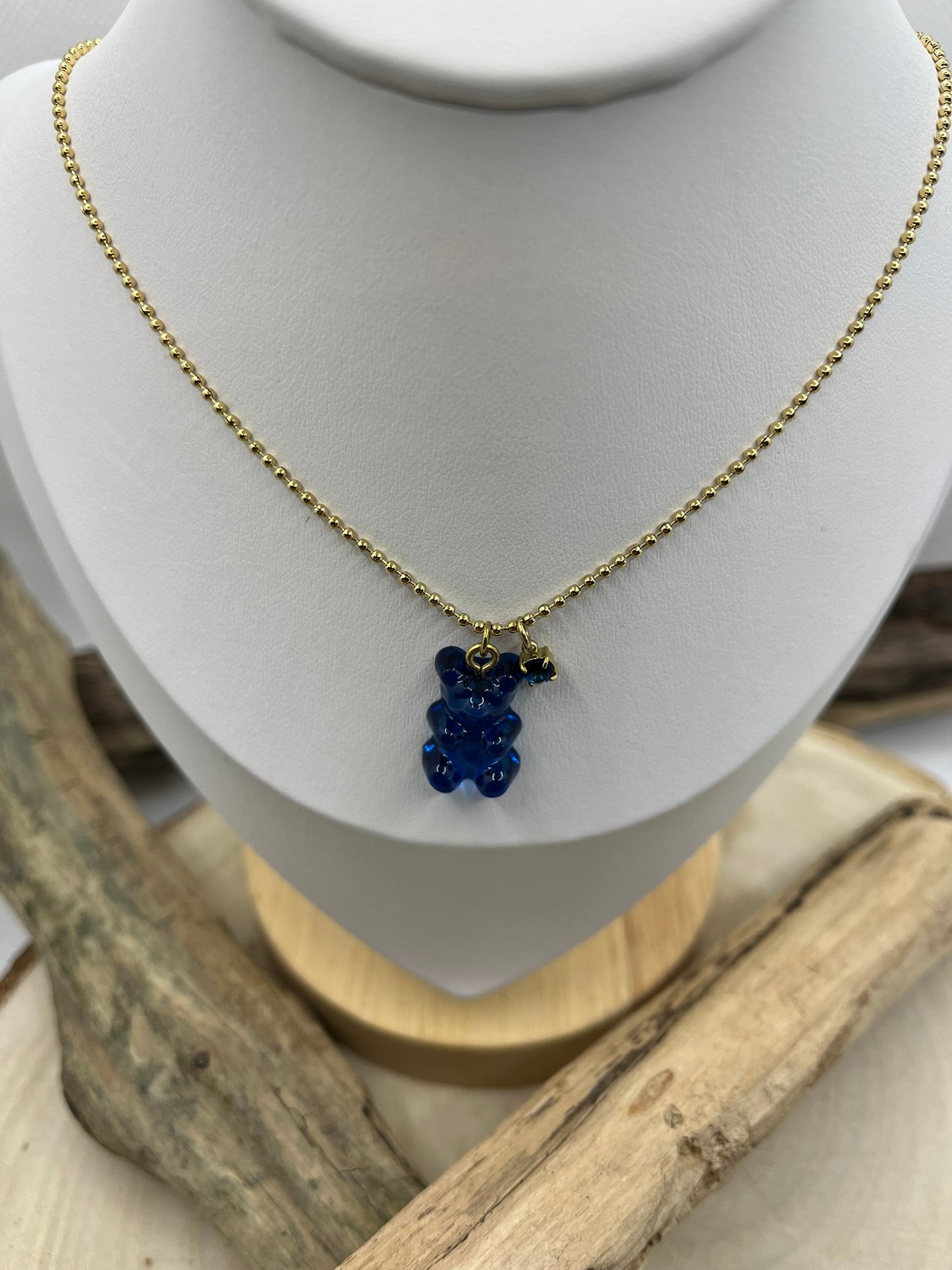 Collier Chaîne fine Avec son Pendentif Nounours Bleu