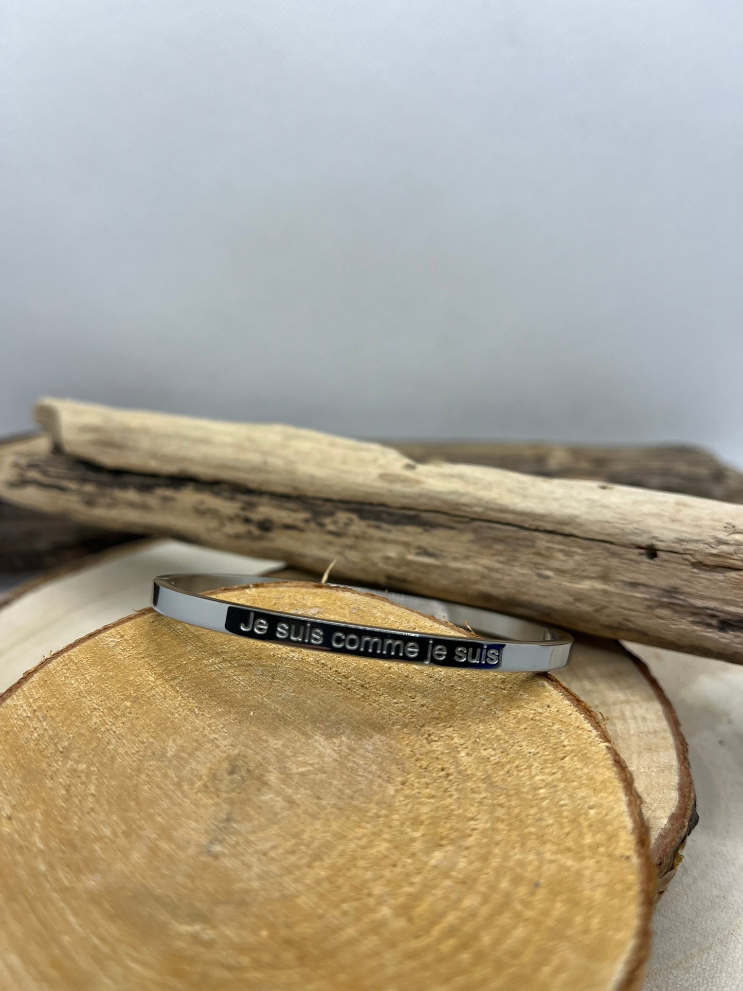Bracelets Jonc à message ( Je suis comme je suis ) - Acier inoxydable en doré ou en argenté