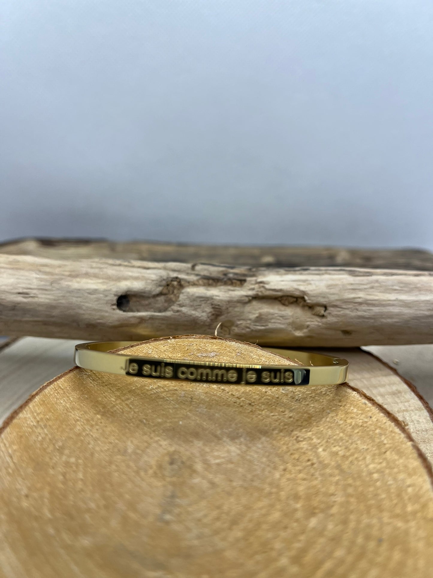 Bracelets Jonc à message ( Je suis comme je suis ) - Acier inoxydable en doré ou en argenté