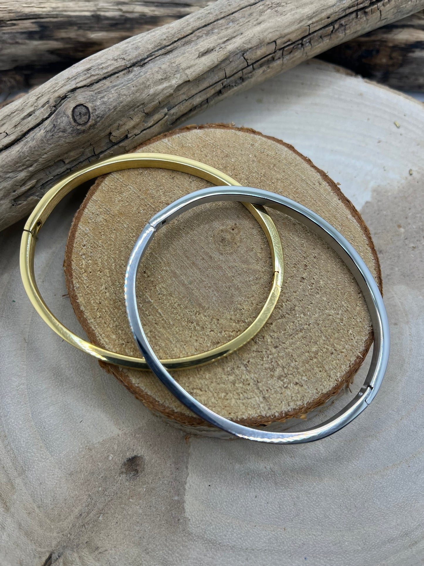 Bracelet jonc à message (Tu es la plus belle des mamans) - Acier inoxydable Doré et Argenté