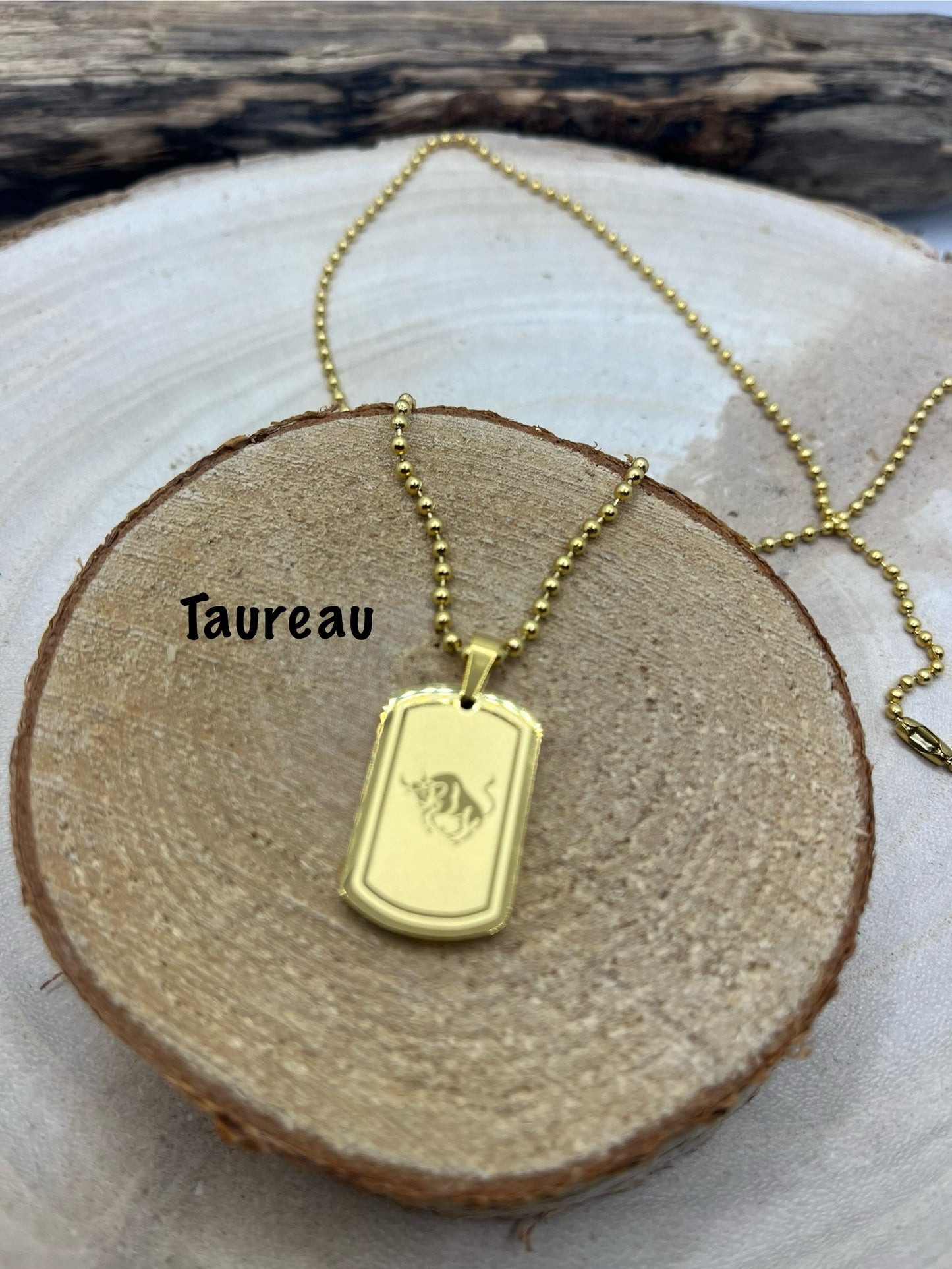Collier pendentif signe astrologique Zodiaque en Acier inoxydable doré