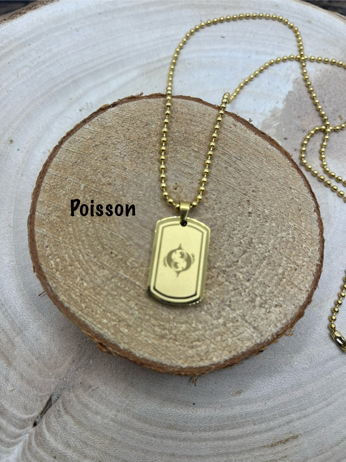Collier pendentif signe astrologique Zodiaque en Acier inoxydable doré