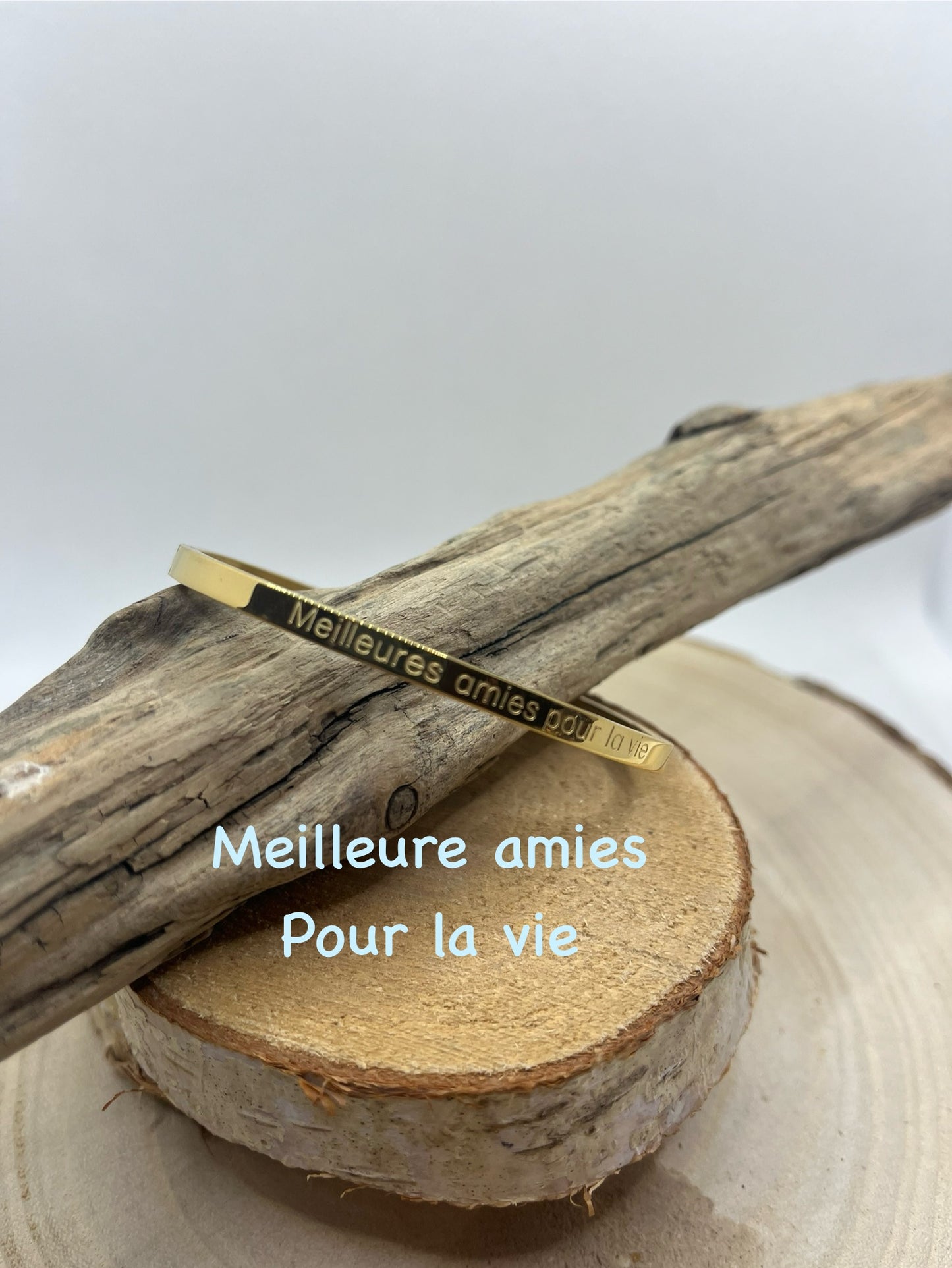 Bracelet Jonc à Message ( Meilleures amies pour la vie ) Acier inoxydable