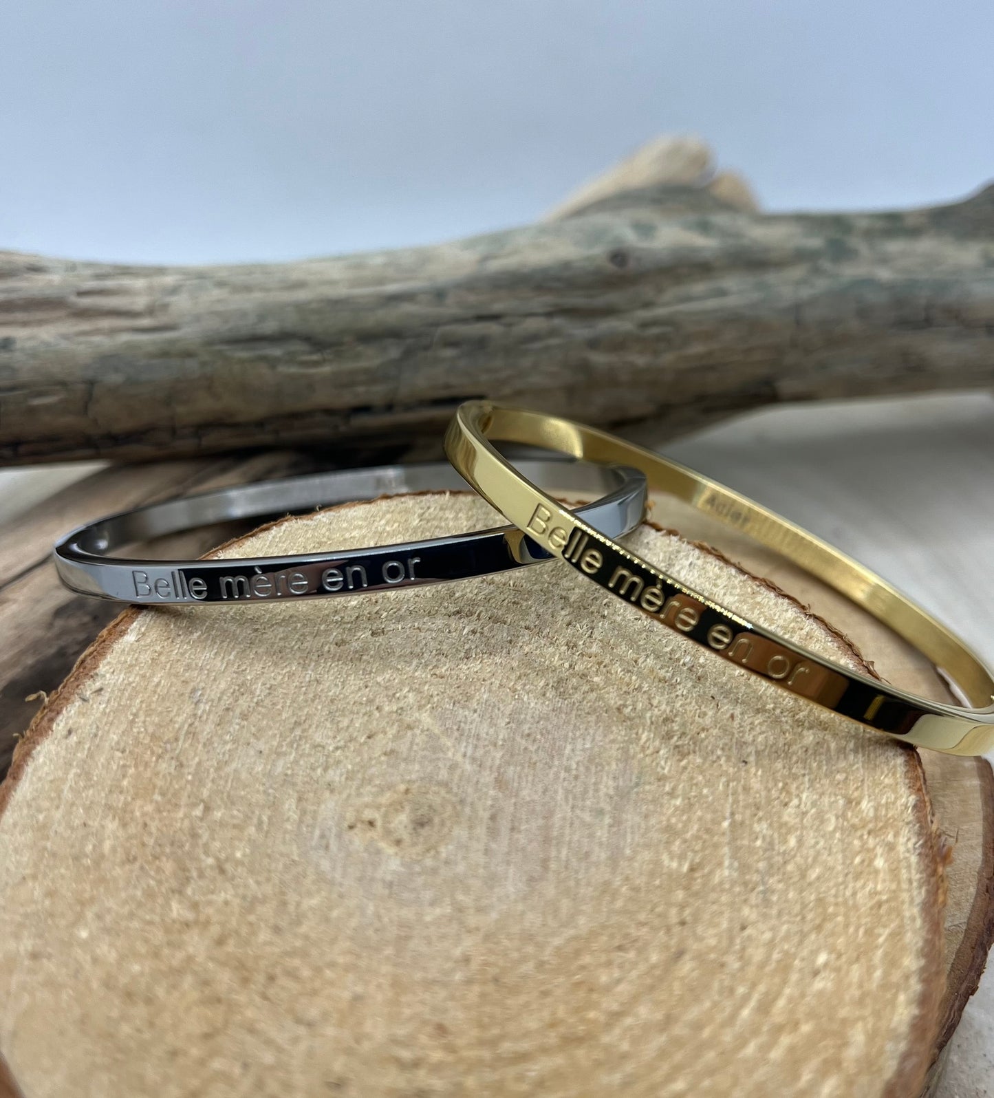 Bracelet Jonc à méssage ( Belle mère en Or ) - Acier inoxydable en Doré ou en Argenté