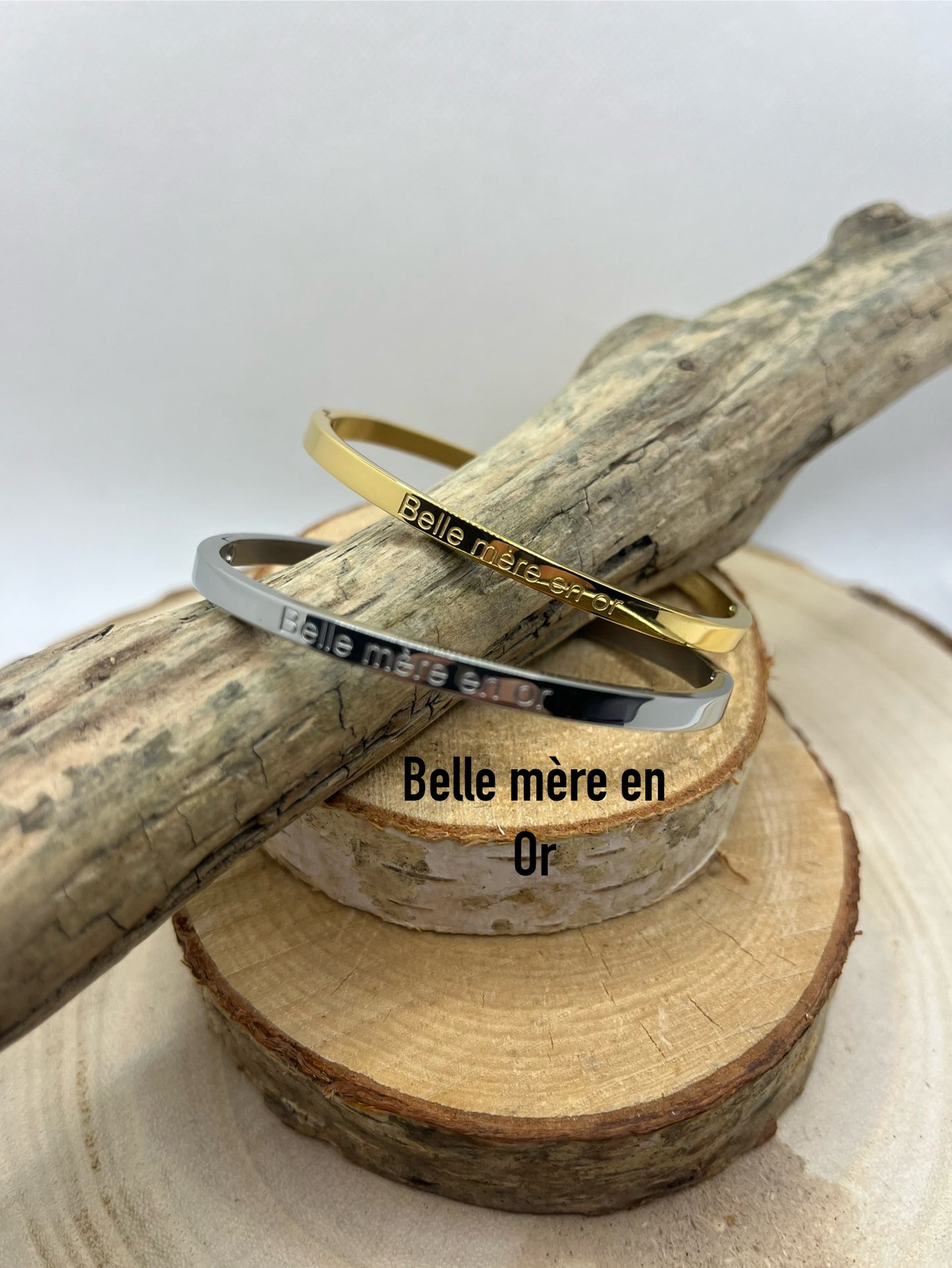 Bracelet Jonc à méssage ( Belle mère en Or ) - Acier inoxydable en Doré ou en Argenté