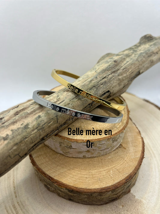 Bracelet Jonc à méssage ( Belle mère en Or ) - Acier inoxydable en Doré ou en Argenté