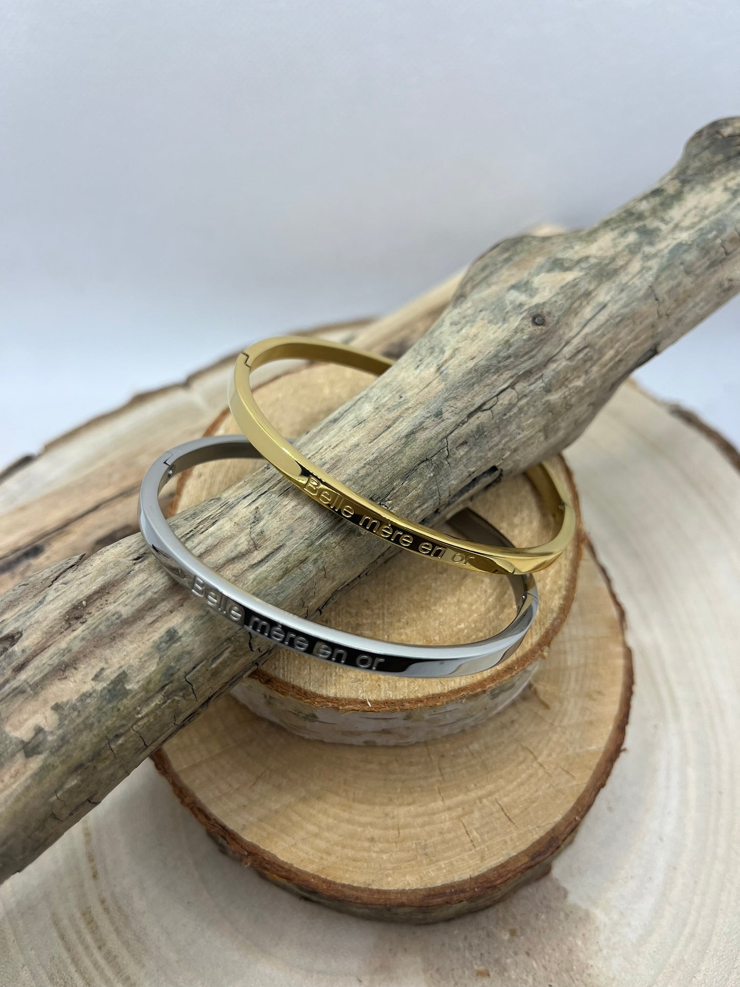 Bracelet Jonc à méssage ( Belle mère en Or ) - Acier inoxydable en Doré ou en Argenté
