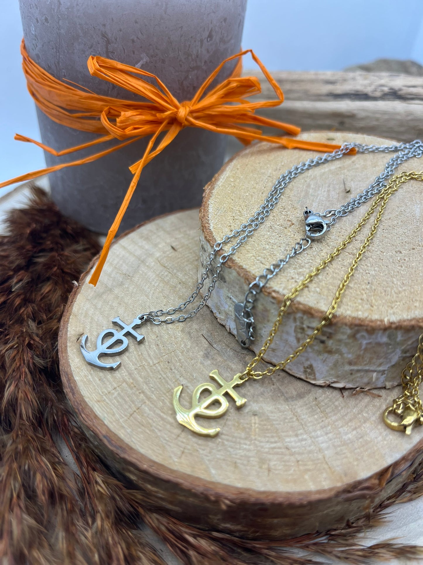 Collier chaine fine Pendentif Crois de Camargue - Acier inoxydable Doré ou en argenté